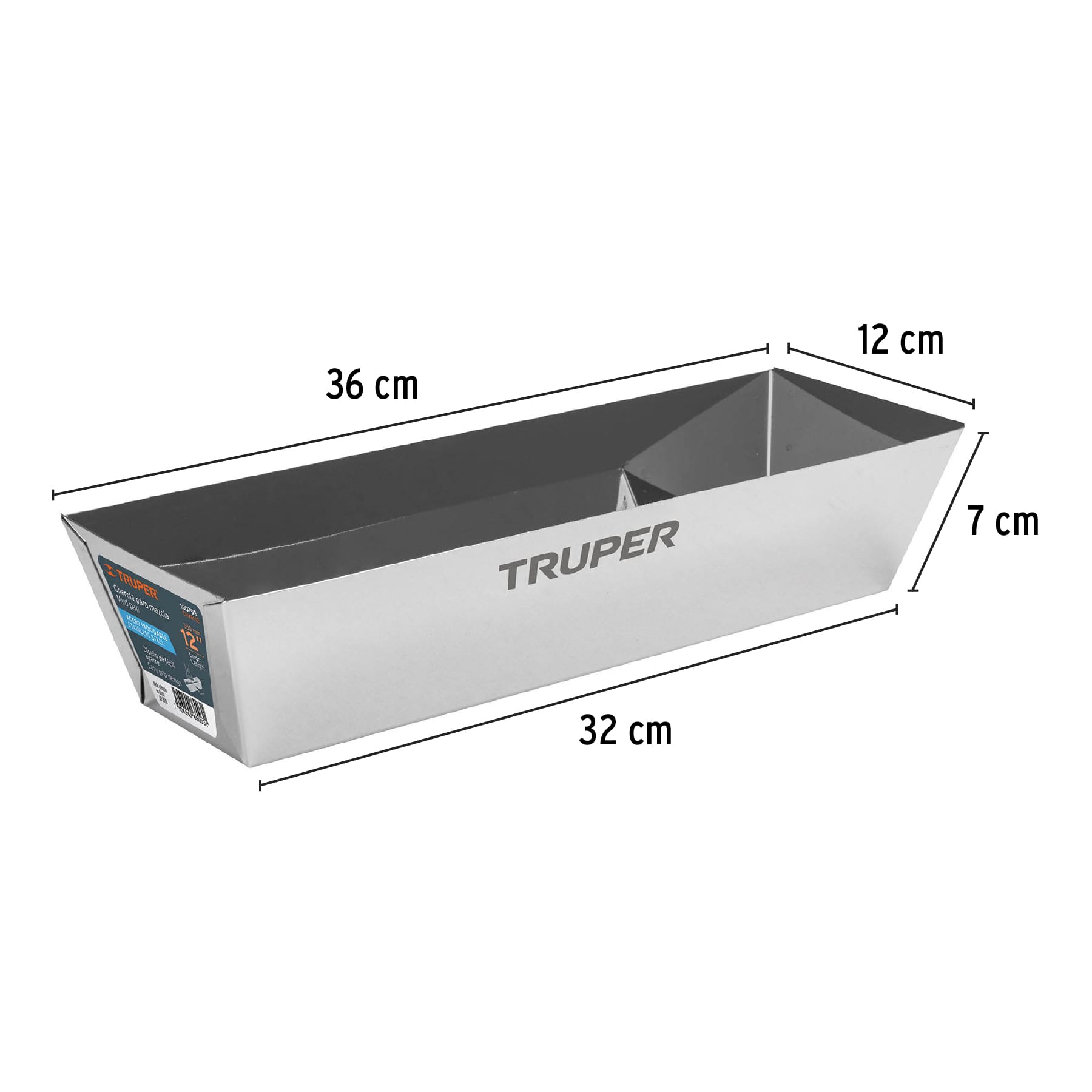 Charola de 12" de acero inoxidable para mezcla, Truper