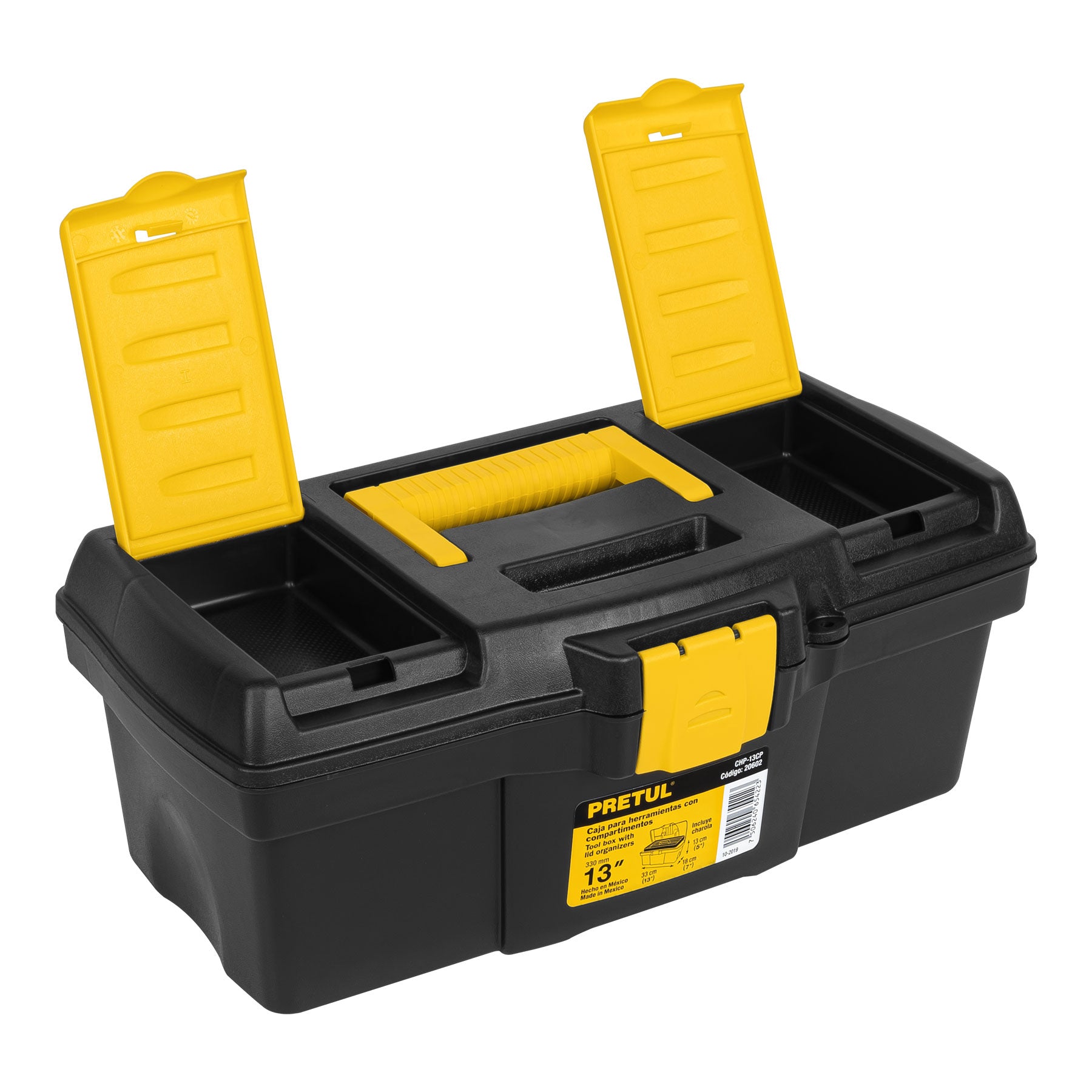 Caja para herramienta de 13" con compartimentos, Pretul