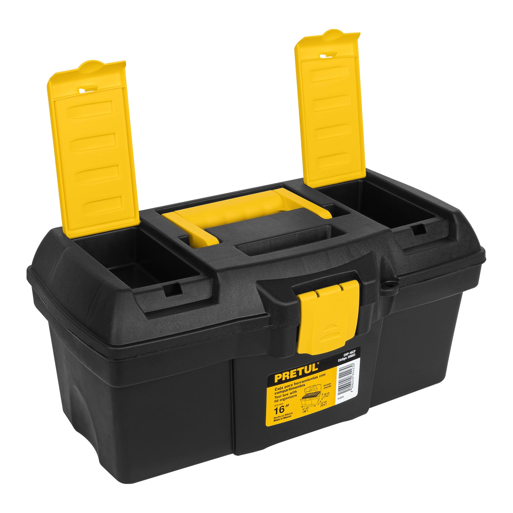 Caja para herramienta de 16" con compartimentos, Pretul