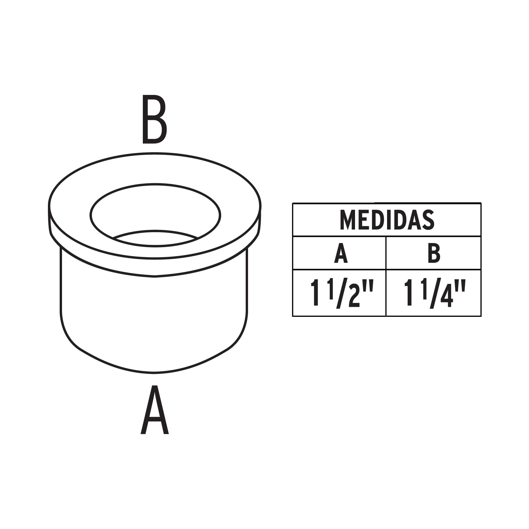 Chupón de PVC, 1-1/2" x 1-1/4", Foset