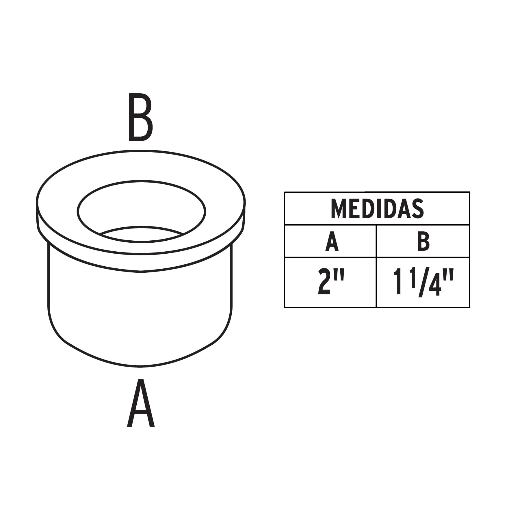 Chupón de PVC, 2" x 1-1/4", Foset