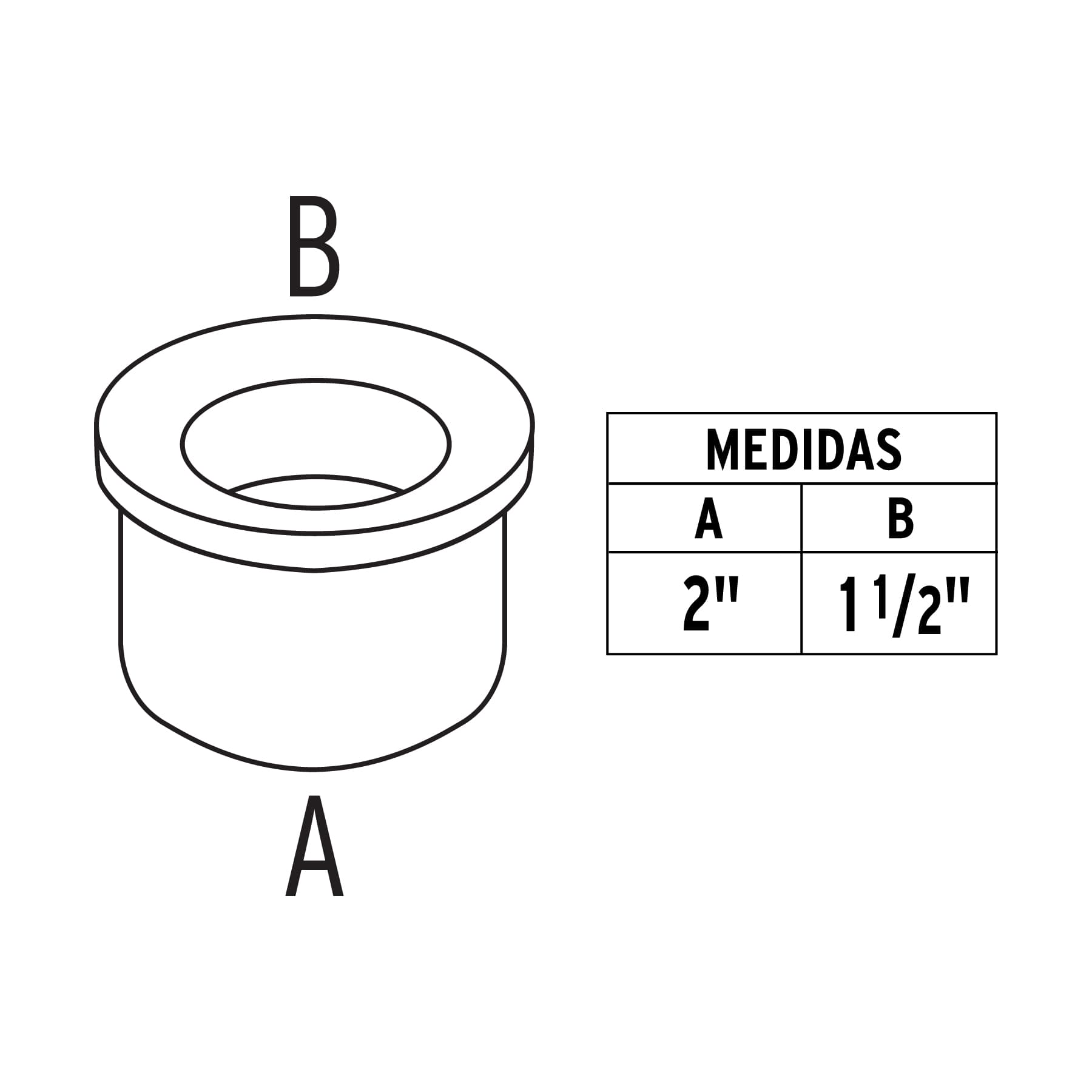 Chupón de PVC, 2" x 1-1/2", Foset