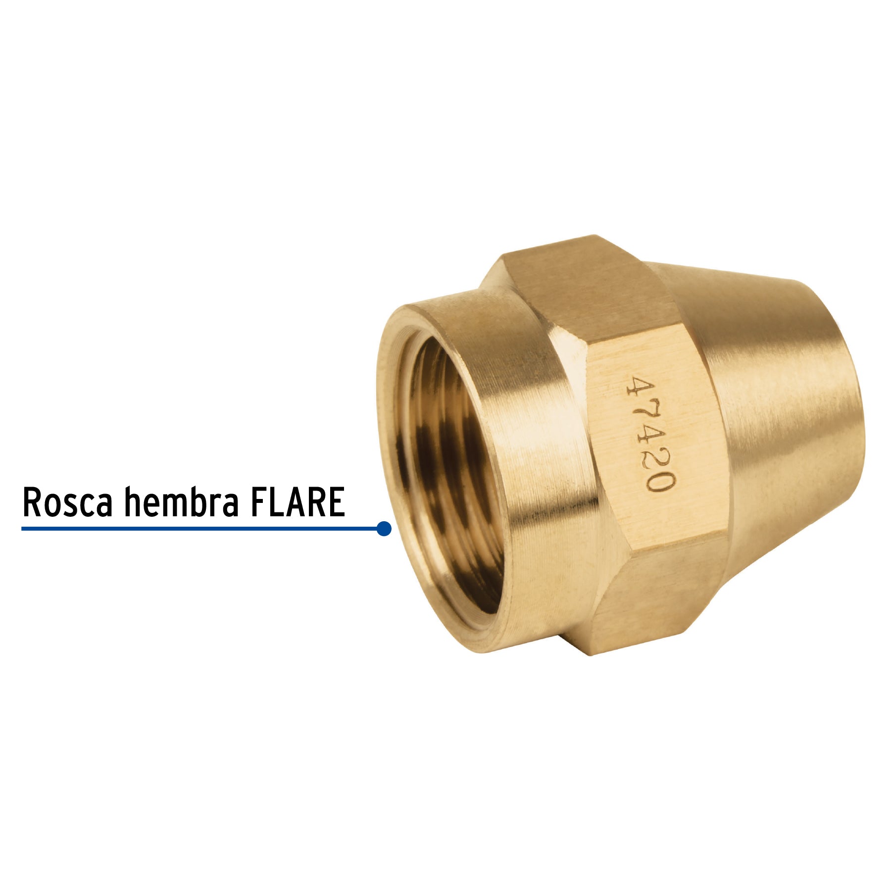 Tuerca cónica de latón 1/2", Foset