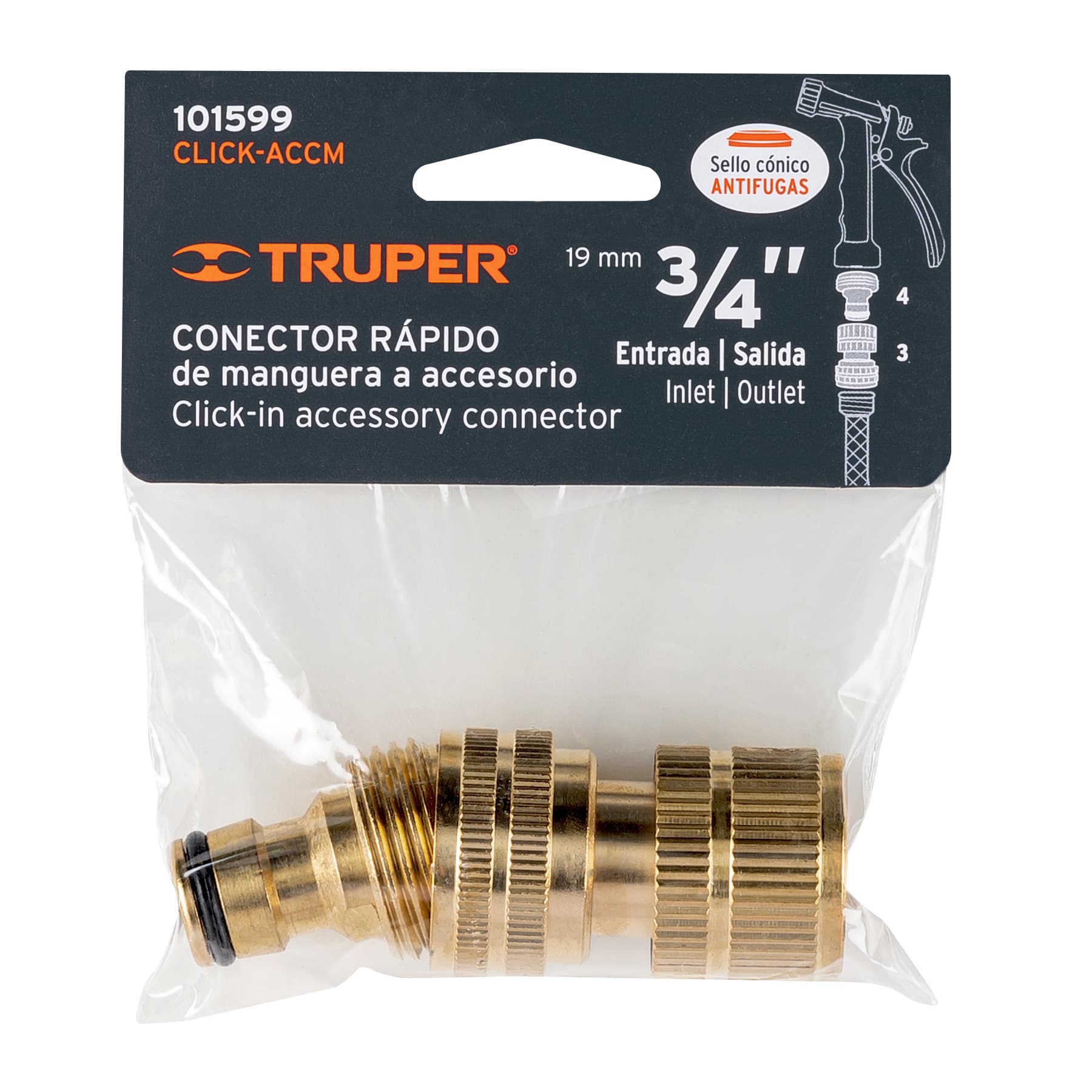 Conector 3/4" rápido de latón manguera-acc. sistema click