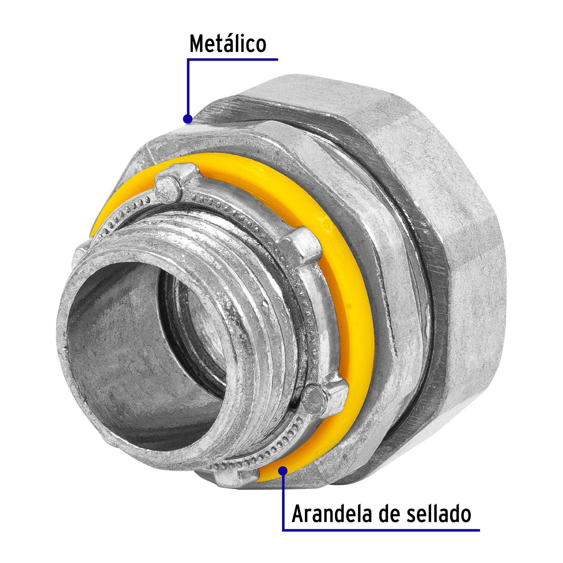 Conector recto 1/2" para tubo liquid tight, Volteck