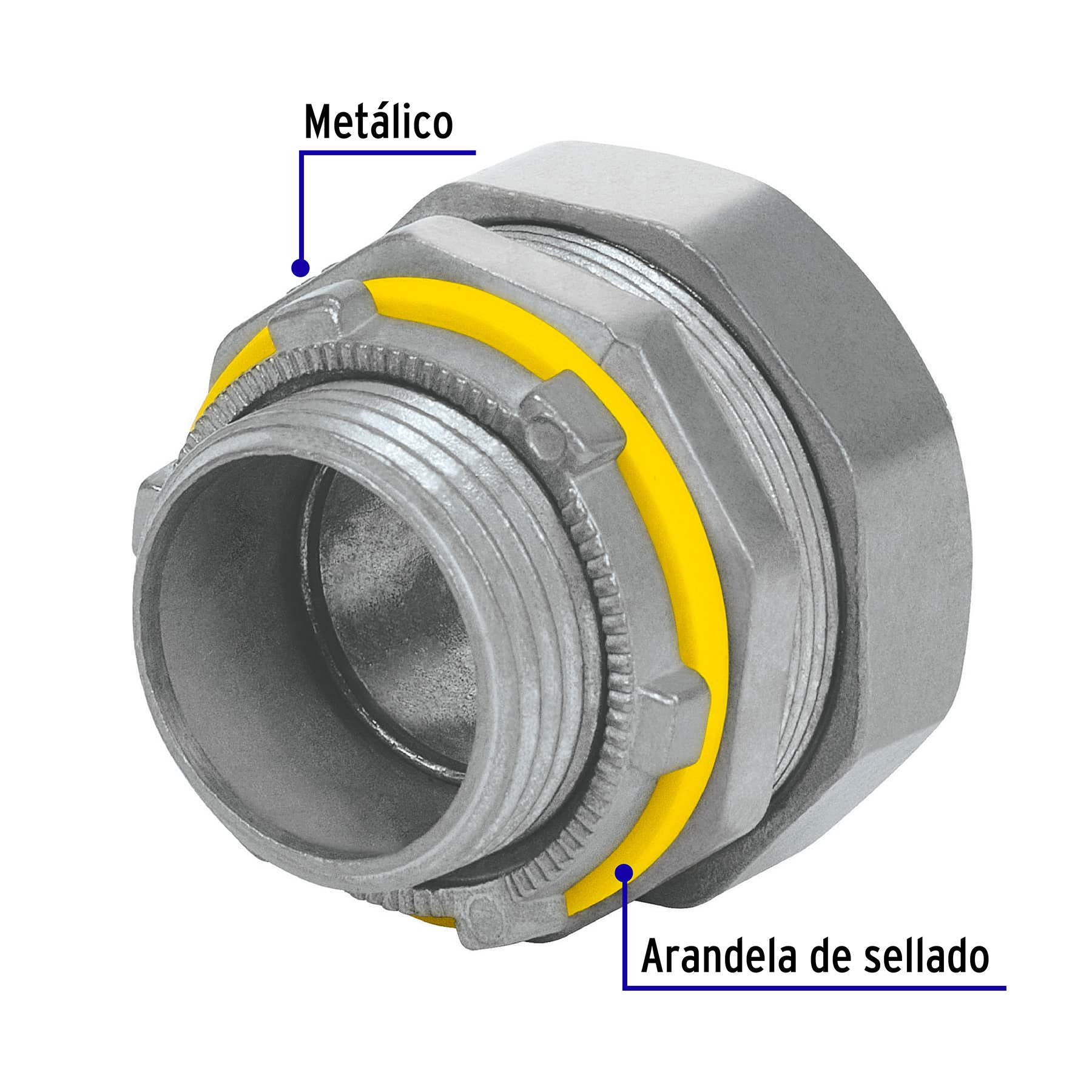Conector recto 1" para tubo liquid tight, Volteck