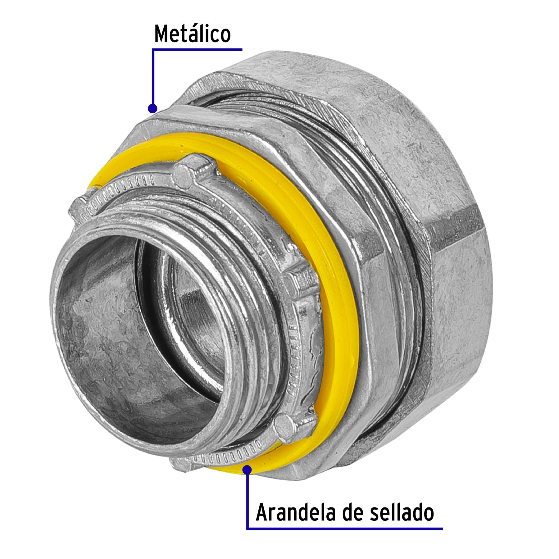 Conector recto 3/4" para tubo liquid tight, Volteck