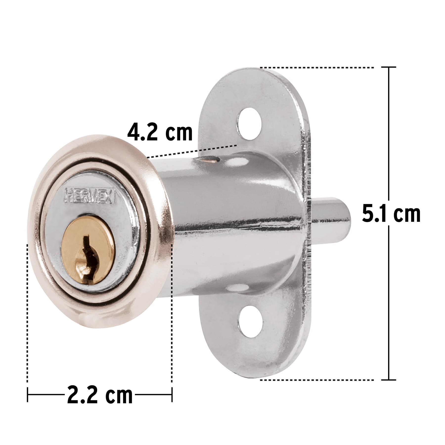 Cerradura para mueble, modelo 20, cromo, Hermex