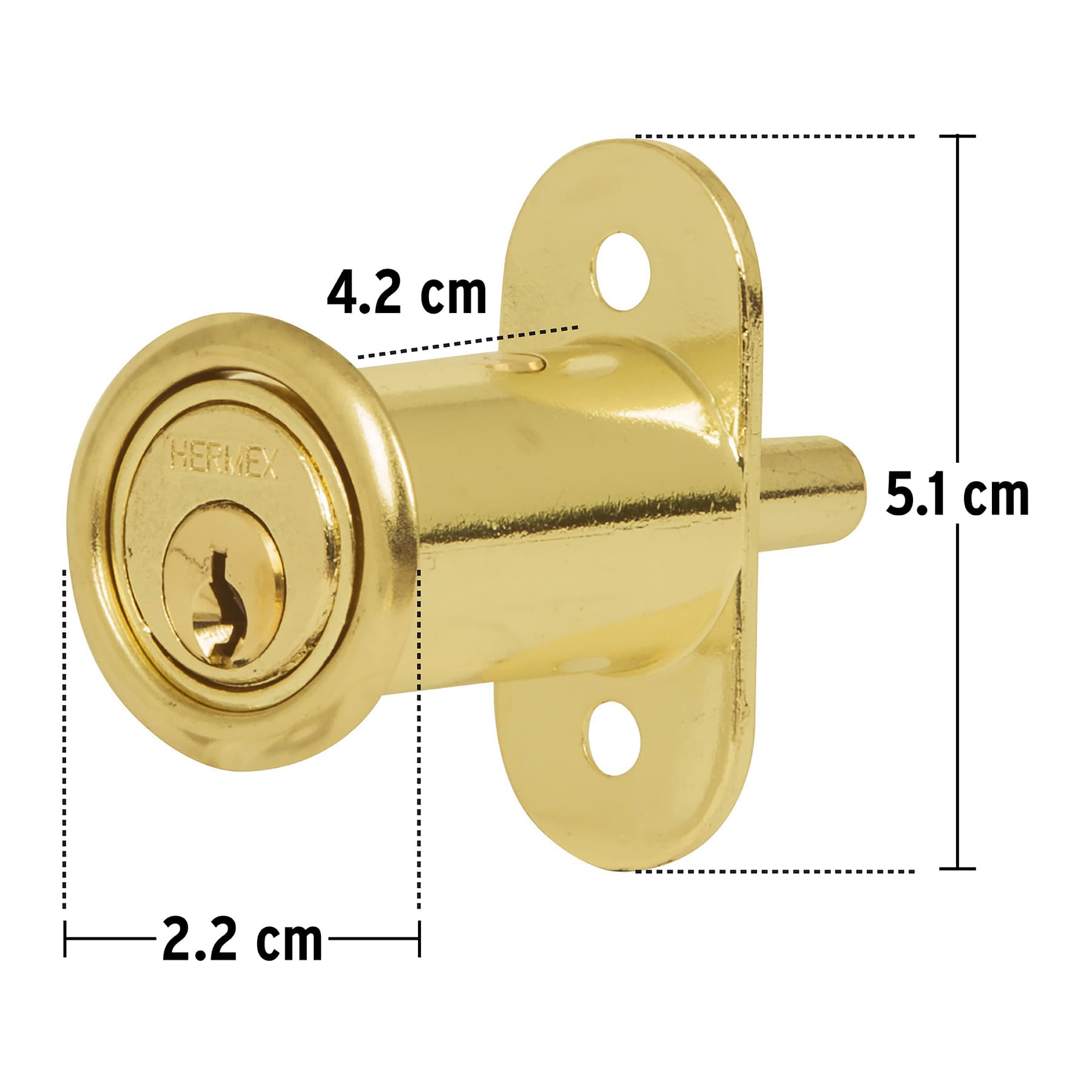 Cerradura para mueble, modelo 20, latón, Hermex