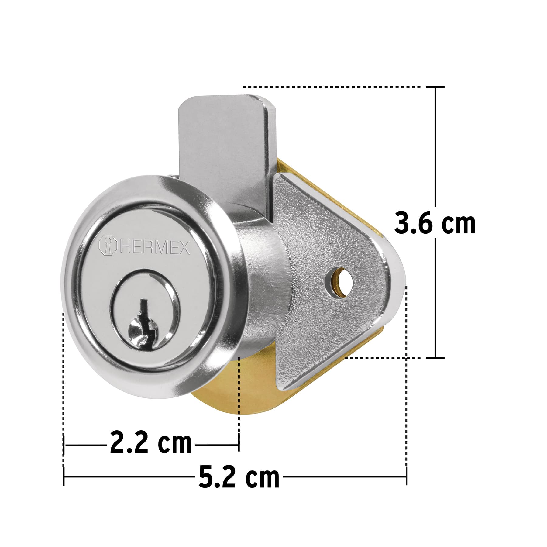 Cerradura para mueble, modelo 21, cromo, Hermex