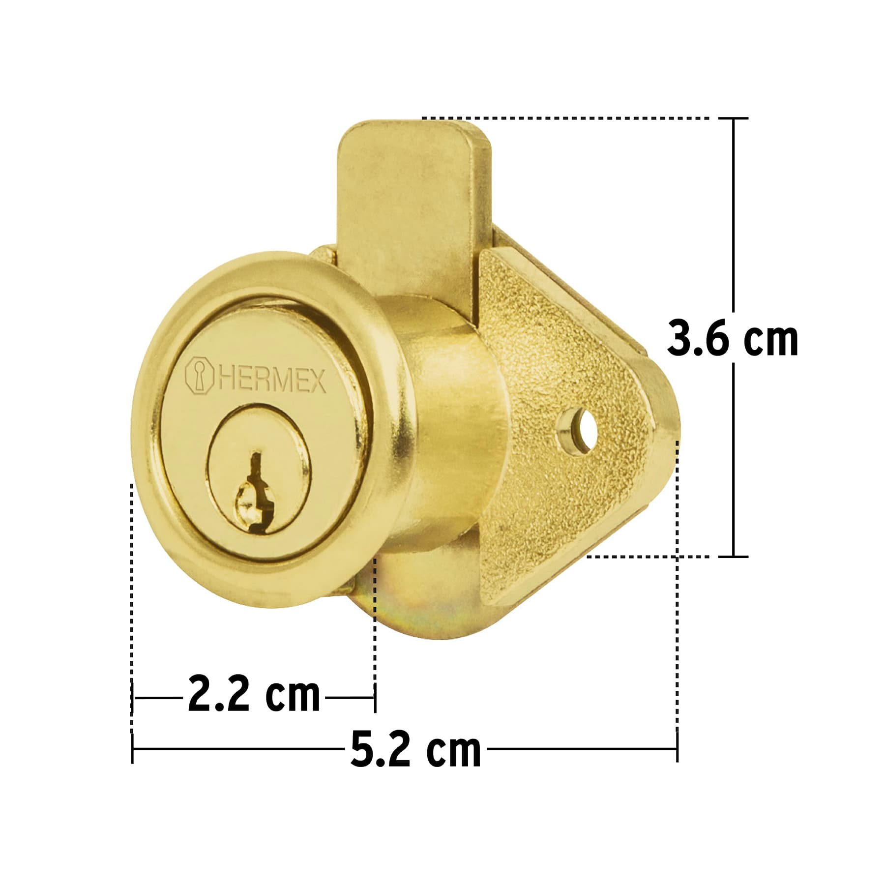 Cerradura para mueble, modelo 21, latón, Hermex