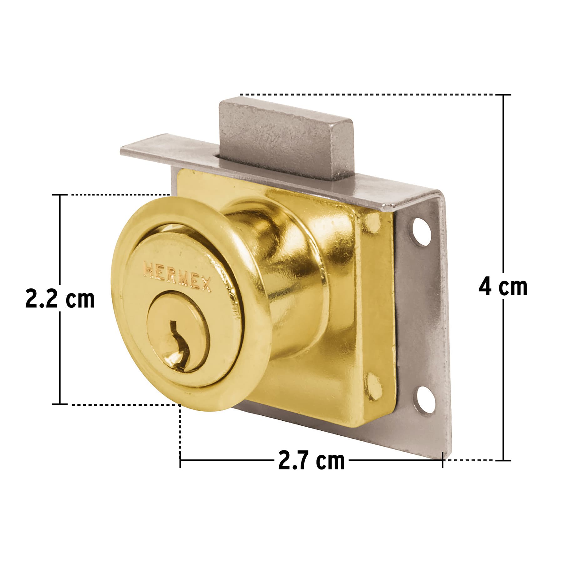 Cerradura para mueble, modelo 24, latón, Hermex