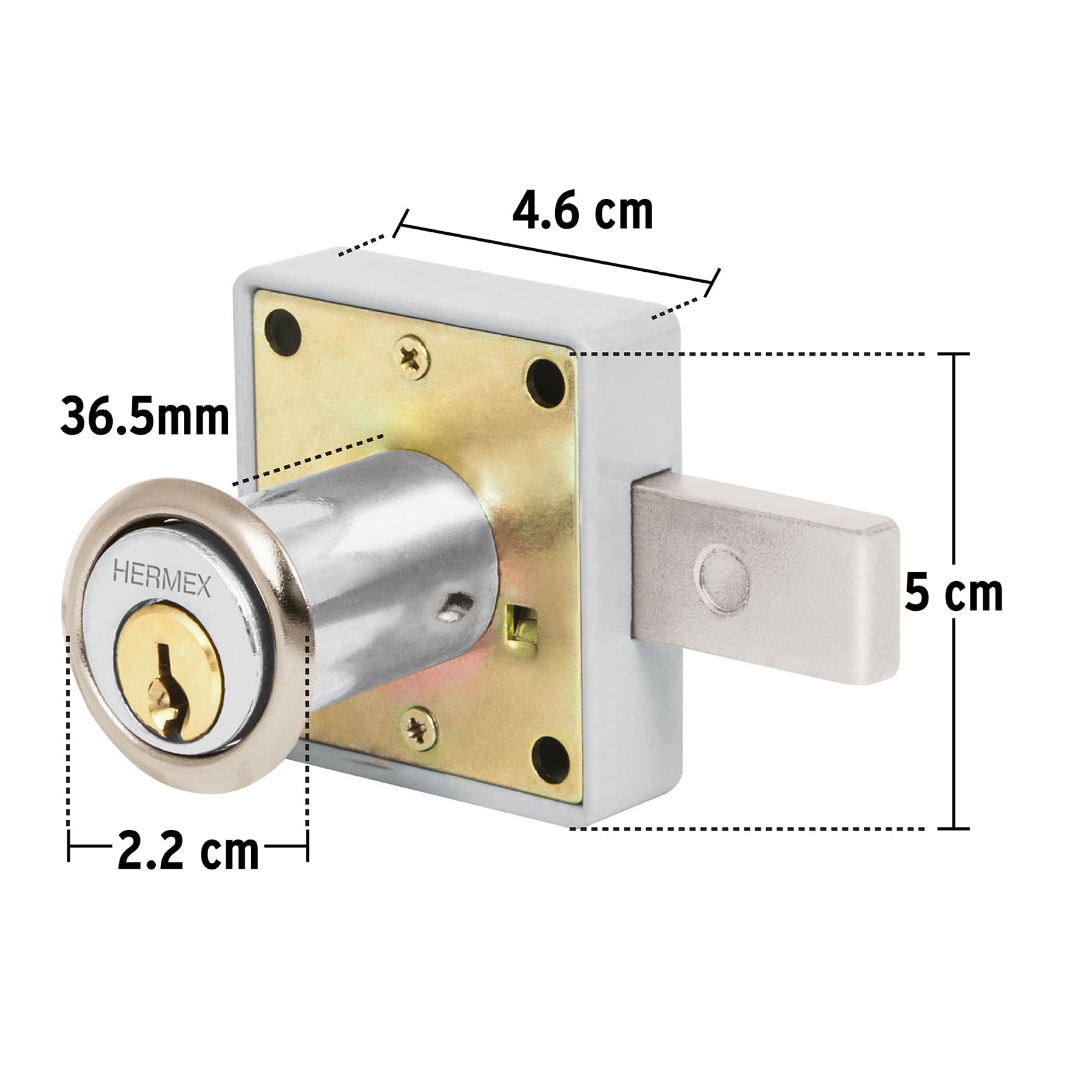 Cerradura para mueble, modelo 25, cromo, Hermex
