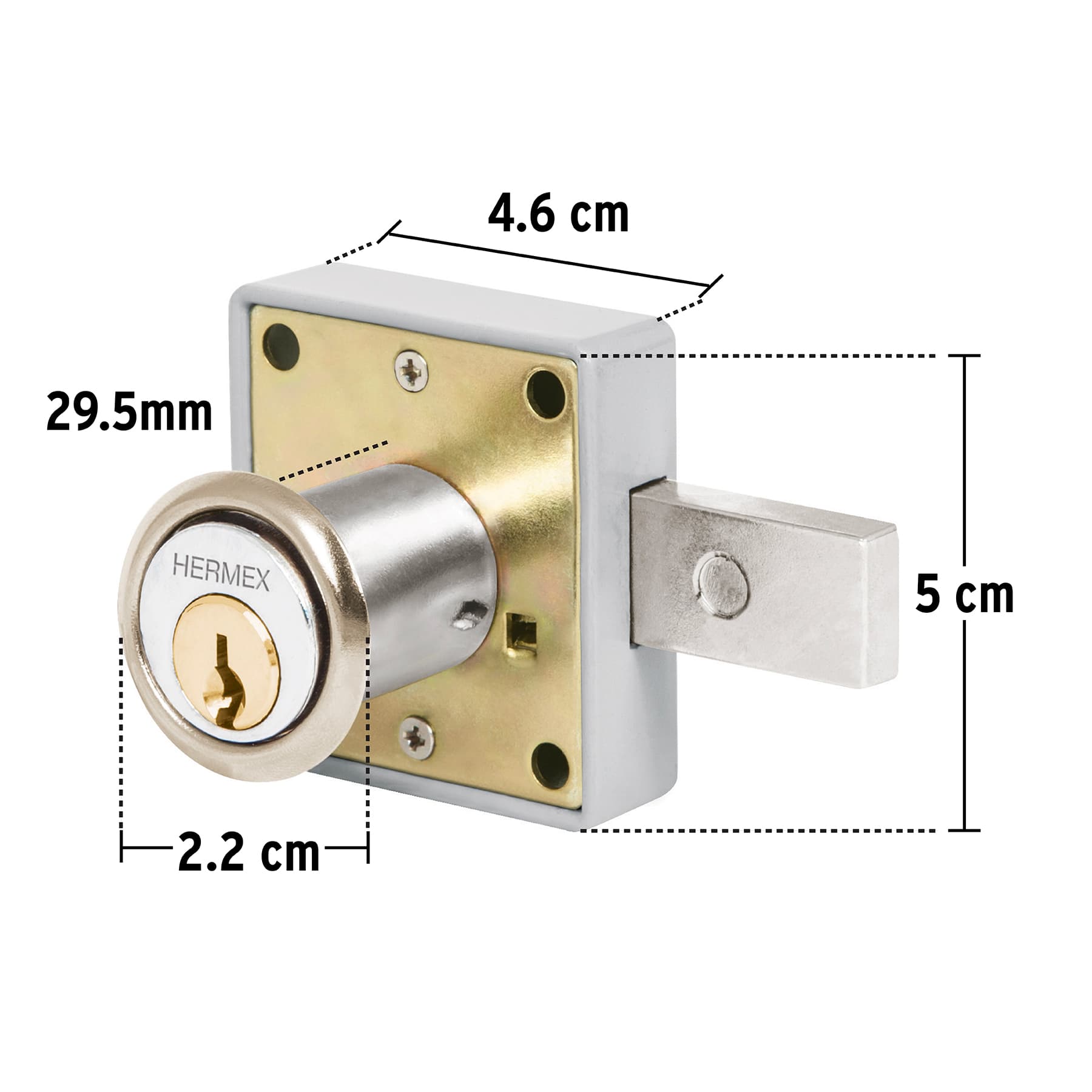 Cerradura para mueble, modelo 26, cromo, Hermex