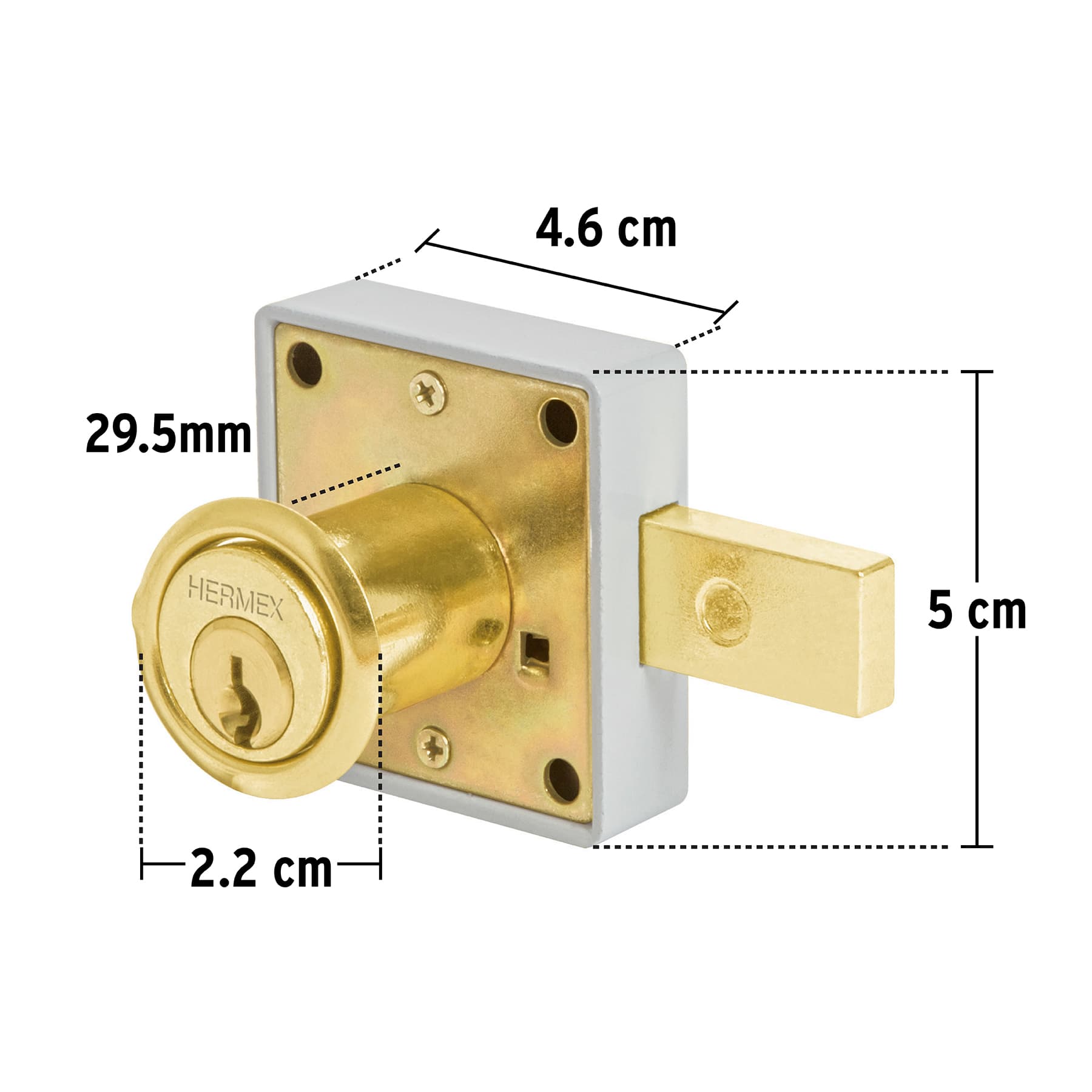 Cerradura para mueble, modelo 26, latón, Hermex