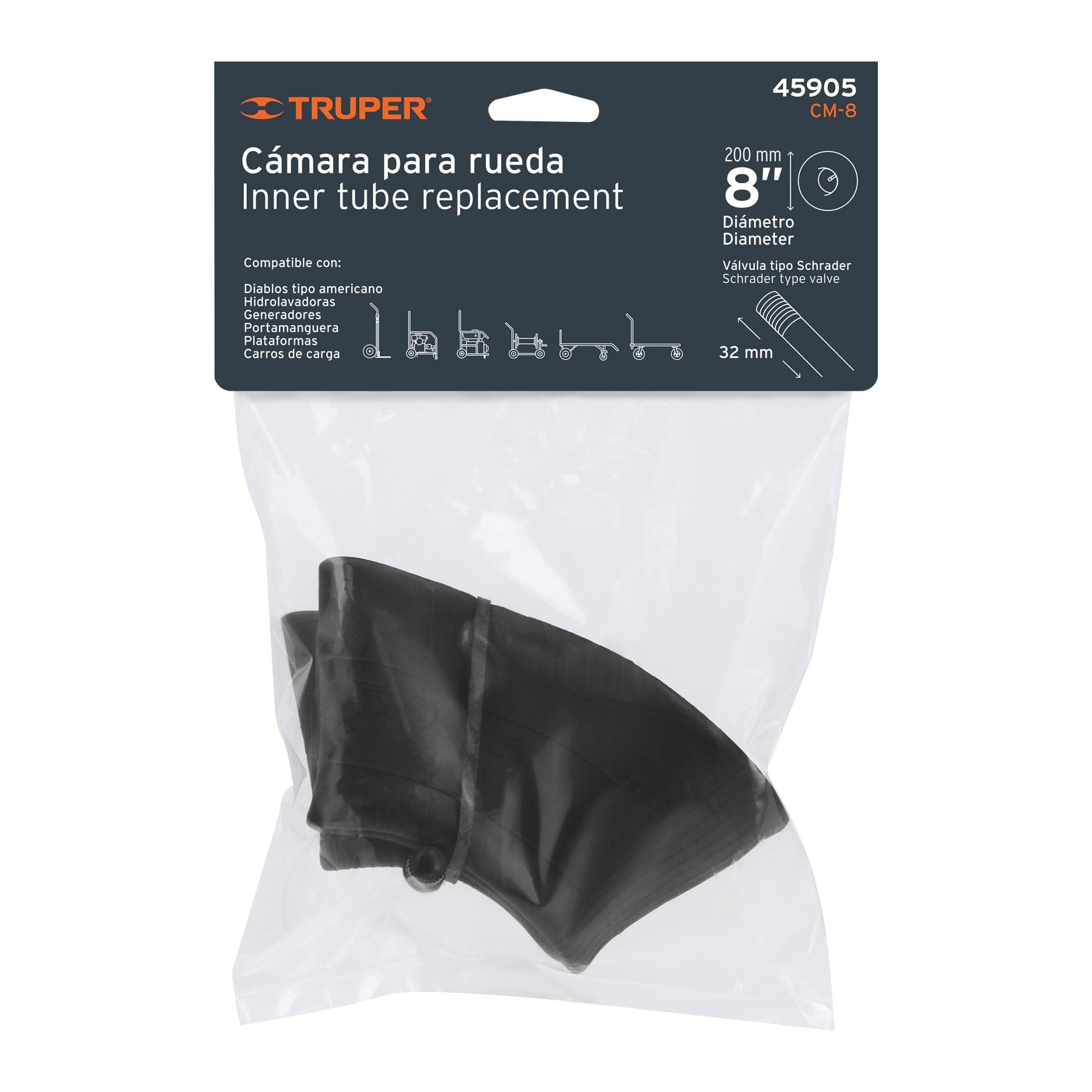 Cámara para rueda neumática de 8", Truper