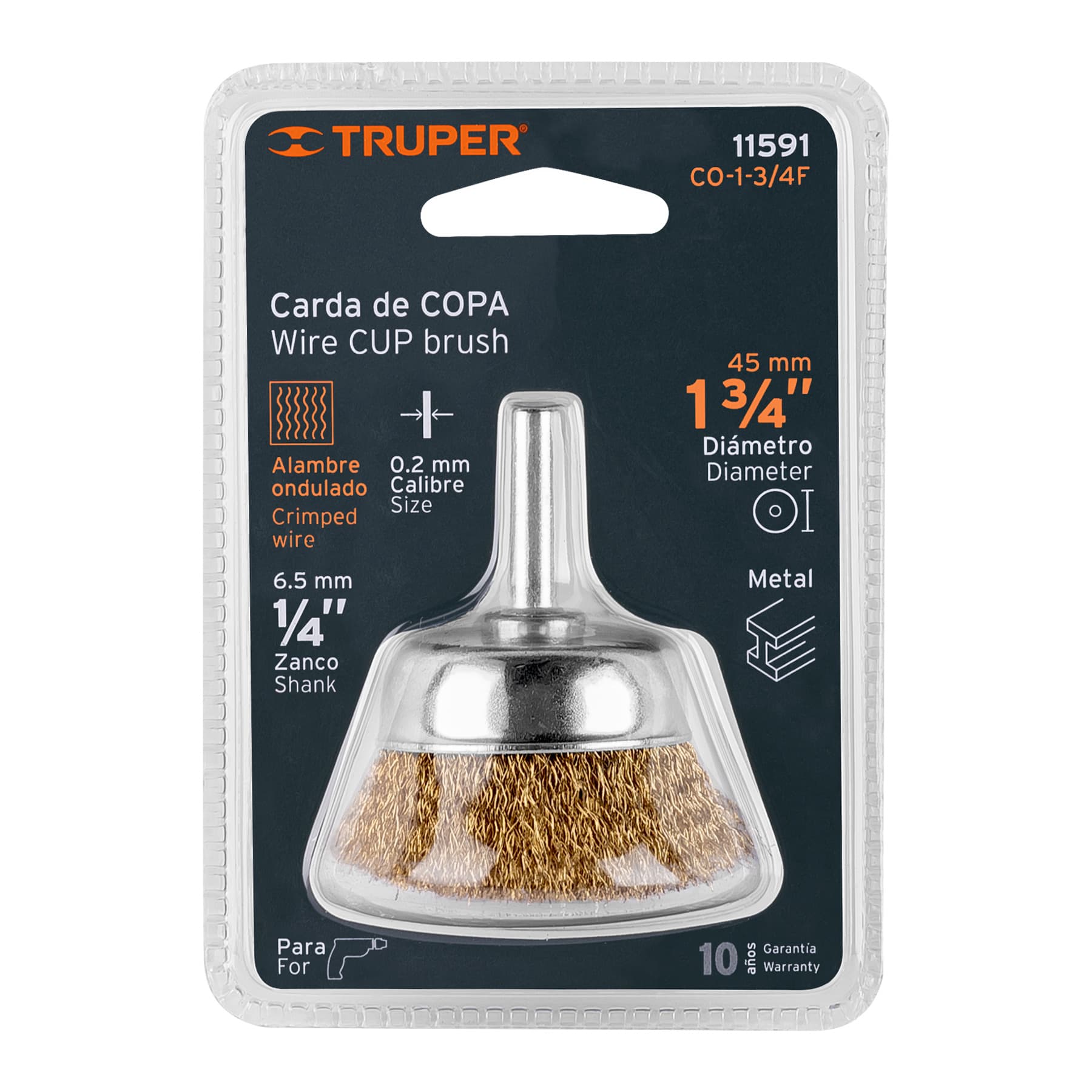 Carda de copa 1-3/4" alambre fino para taladro, Truper