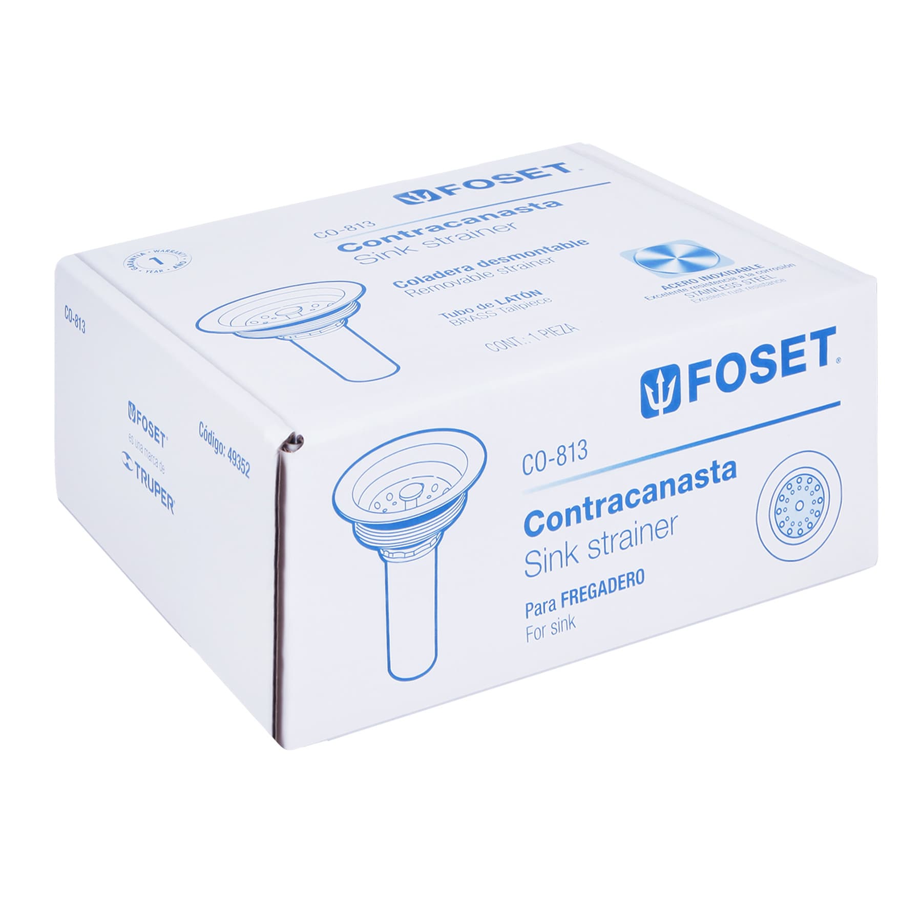 Contracanasta 3-1/2" inoxidable tubo latón, Foset