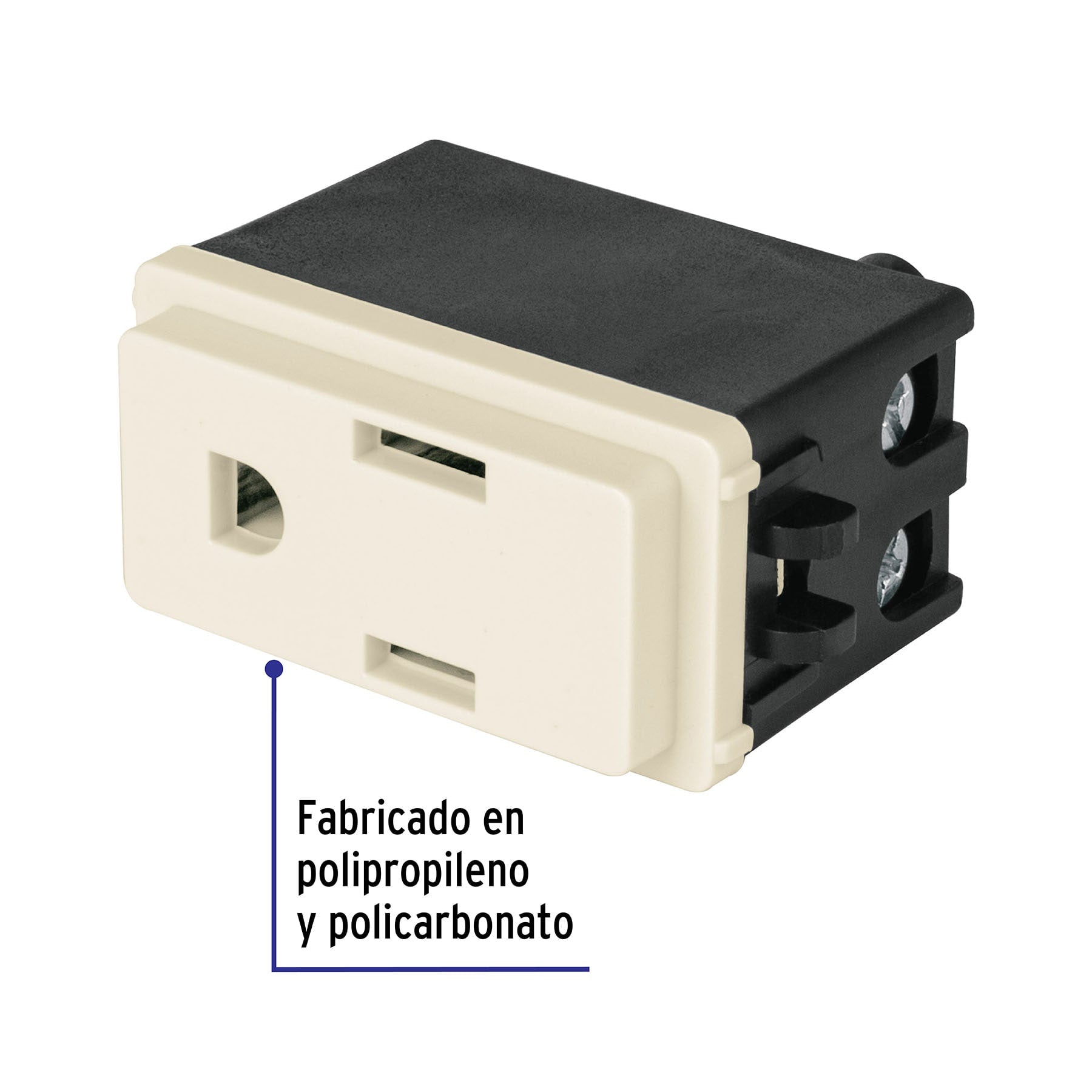 Contacto 2 polos + tierra, marfil, línea Volteck Basic
