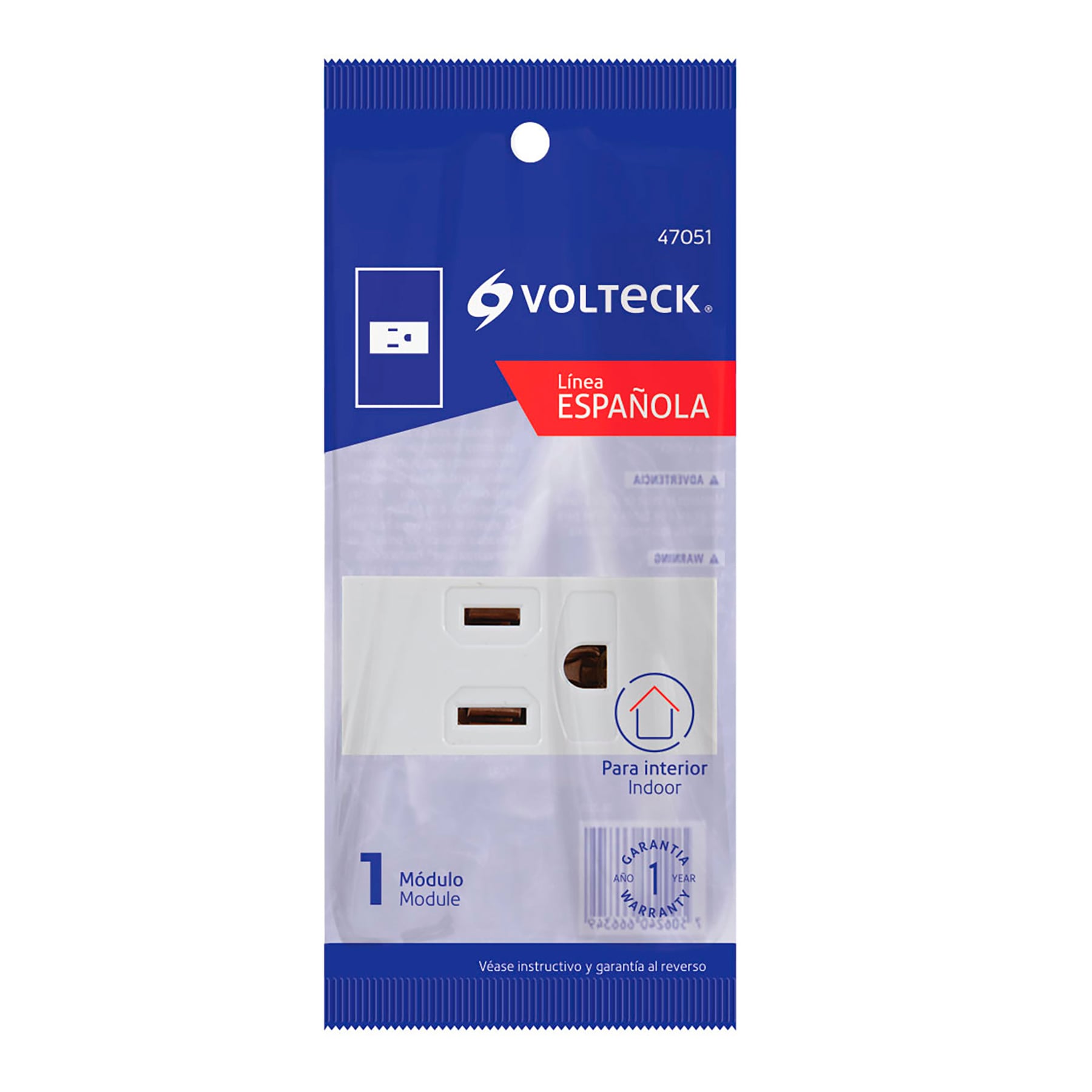 Contacto aterrizado, 1 módeloulo, línea Española, color blanco