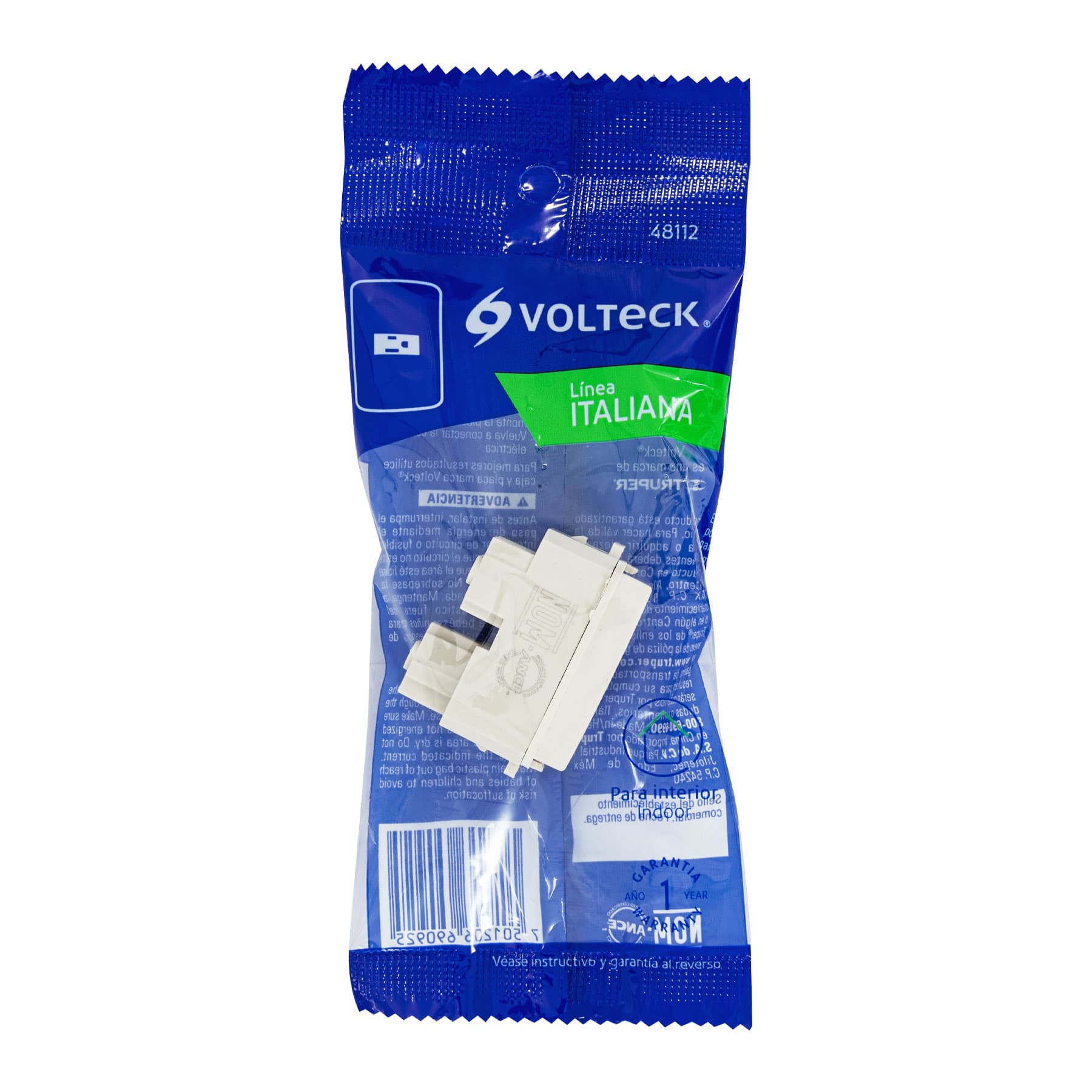 Contacto sencillo, 2 polos + tierra, línea Italiana, marfil