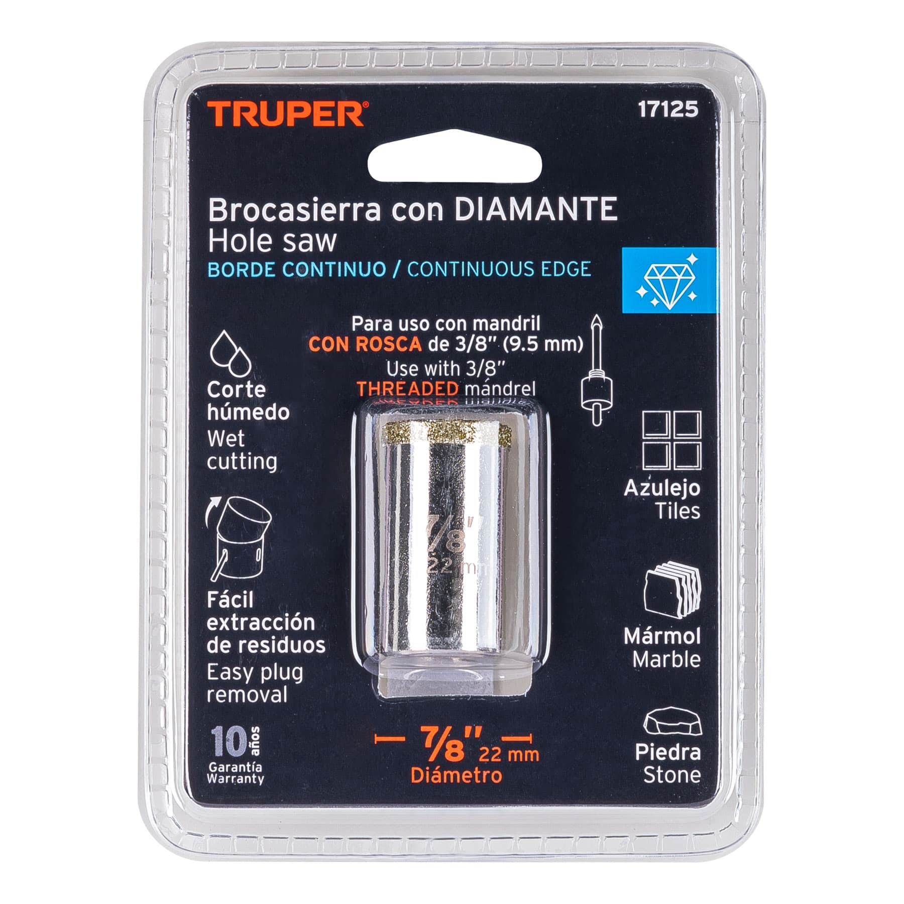 Brocasierra diamante 7/8" borde continuo, Truper