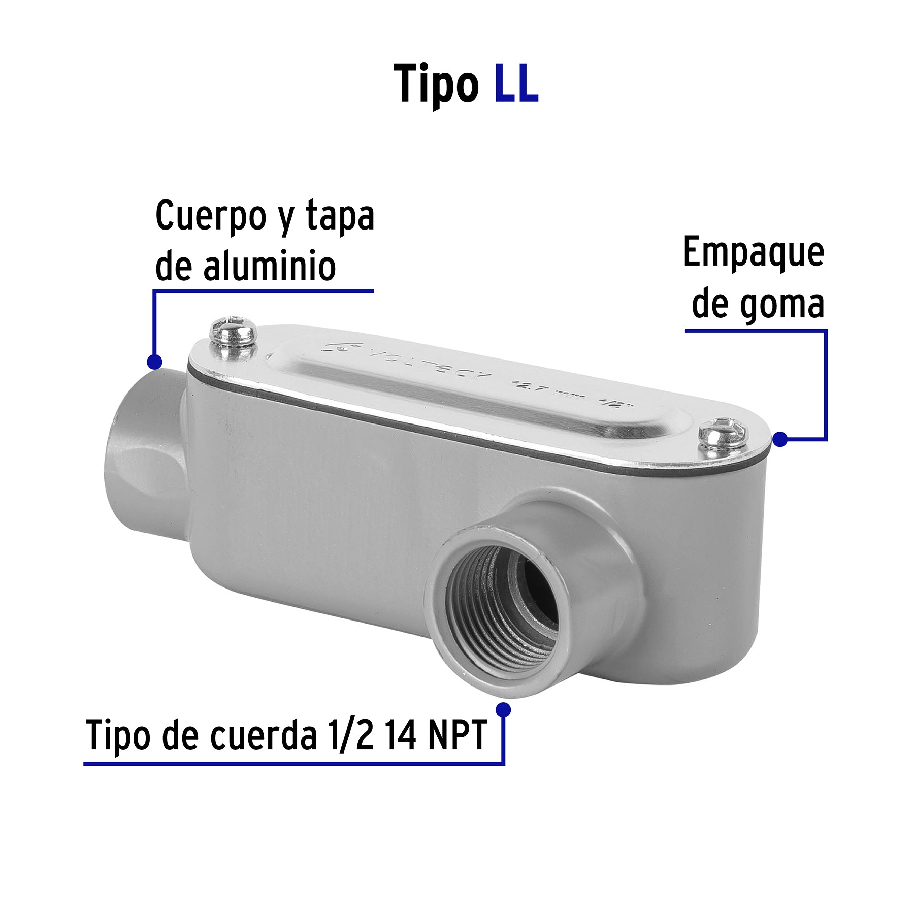 Condulet 1/2" conexión tipo LL, Volteck