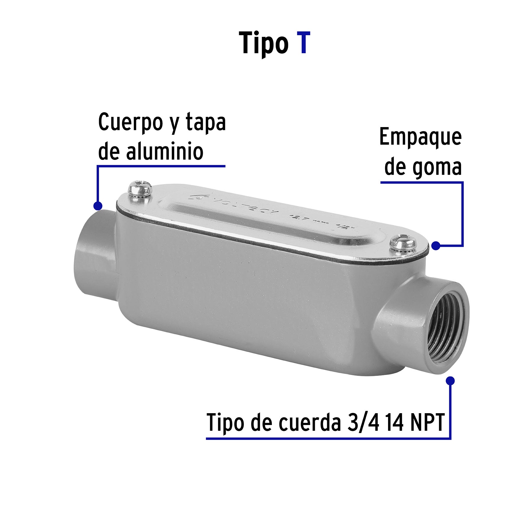 Condulet 3/4" conexión tipo T, Volteck