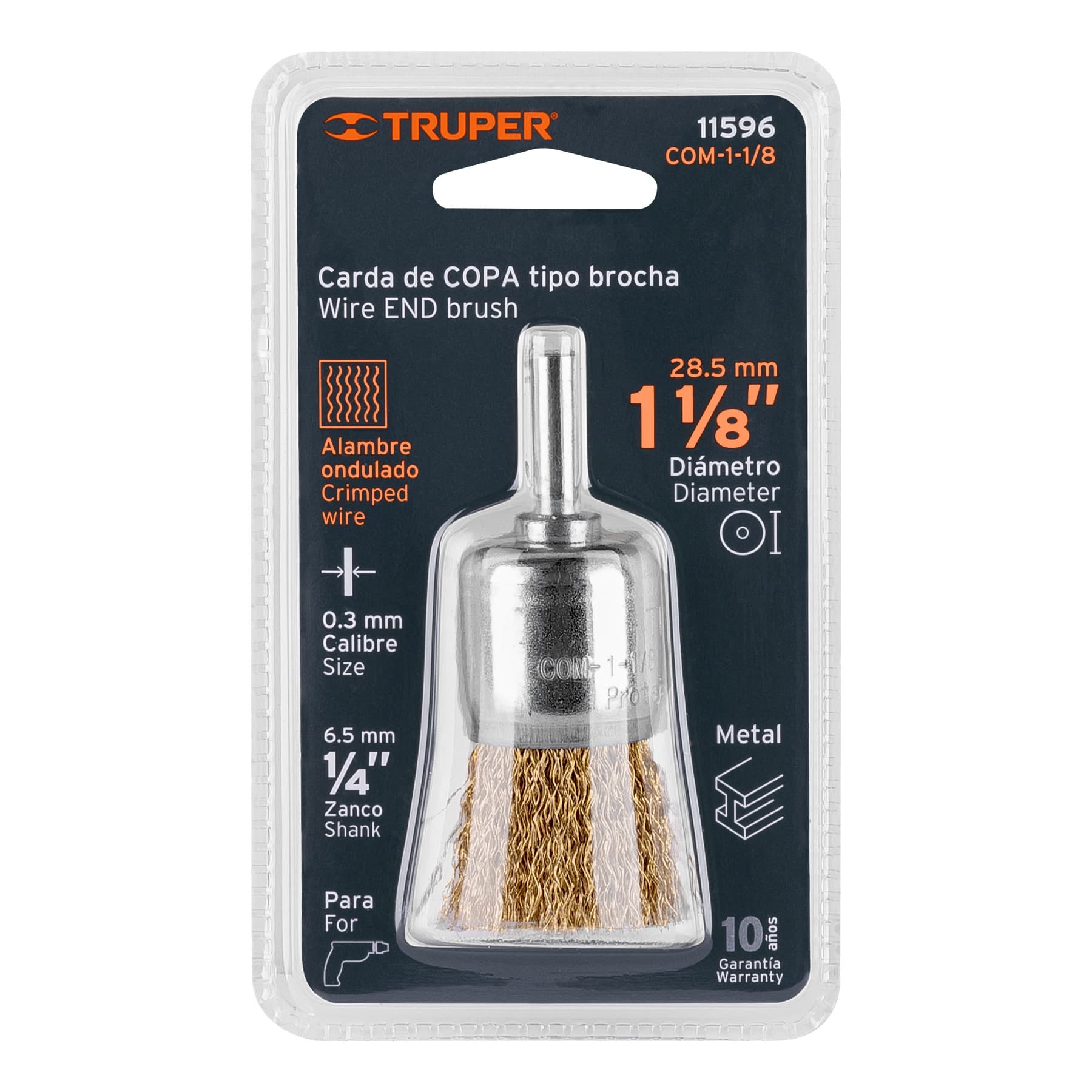Carda de copa 1-1/8" alambre grueso para taladro, Truper