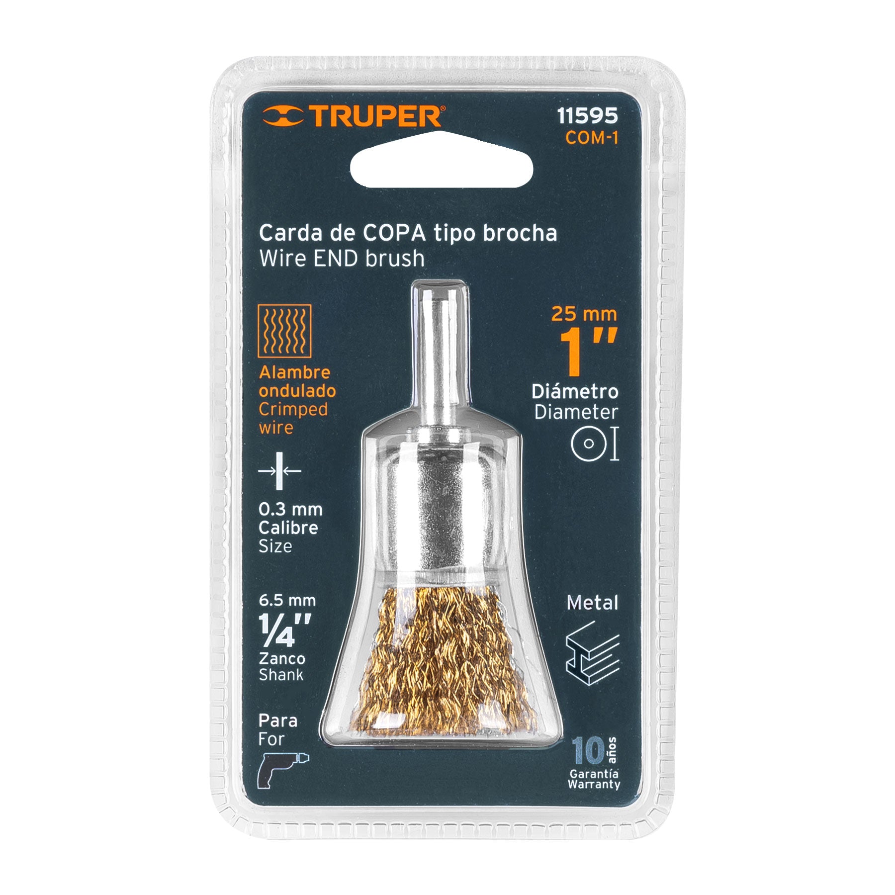 Carda de copa 1" alambre grueso para taladro, Truper