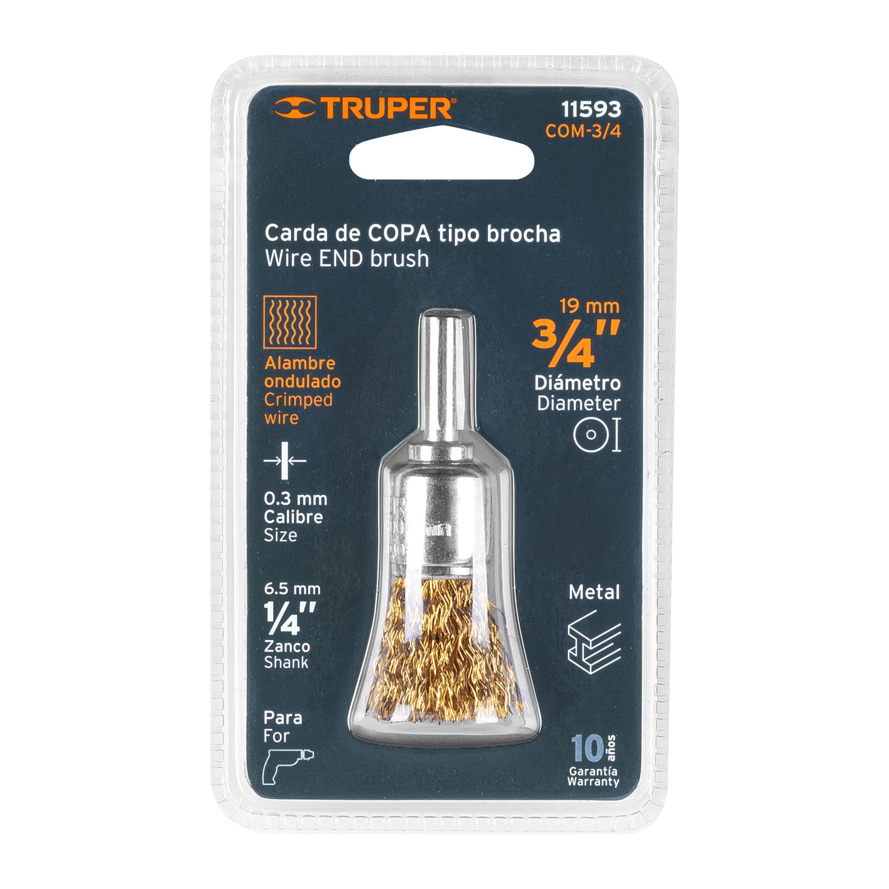 Carda de copa 3/4" alambre grueso para taladro, Truper