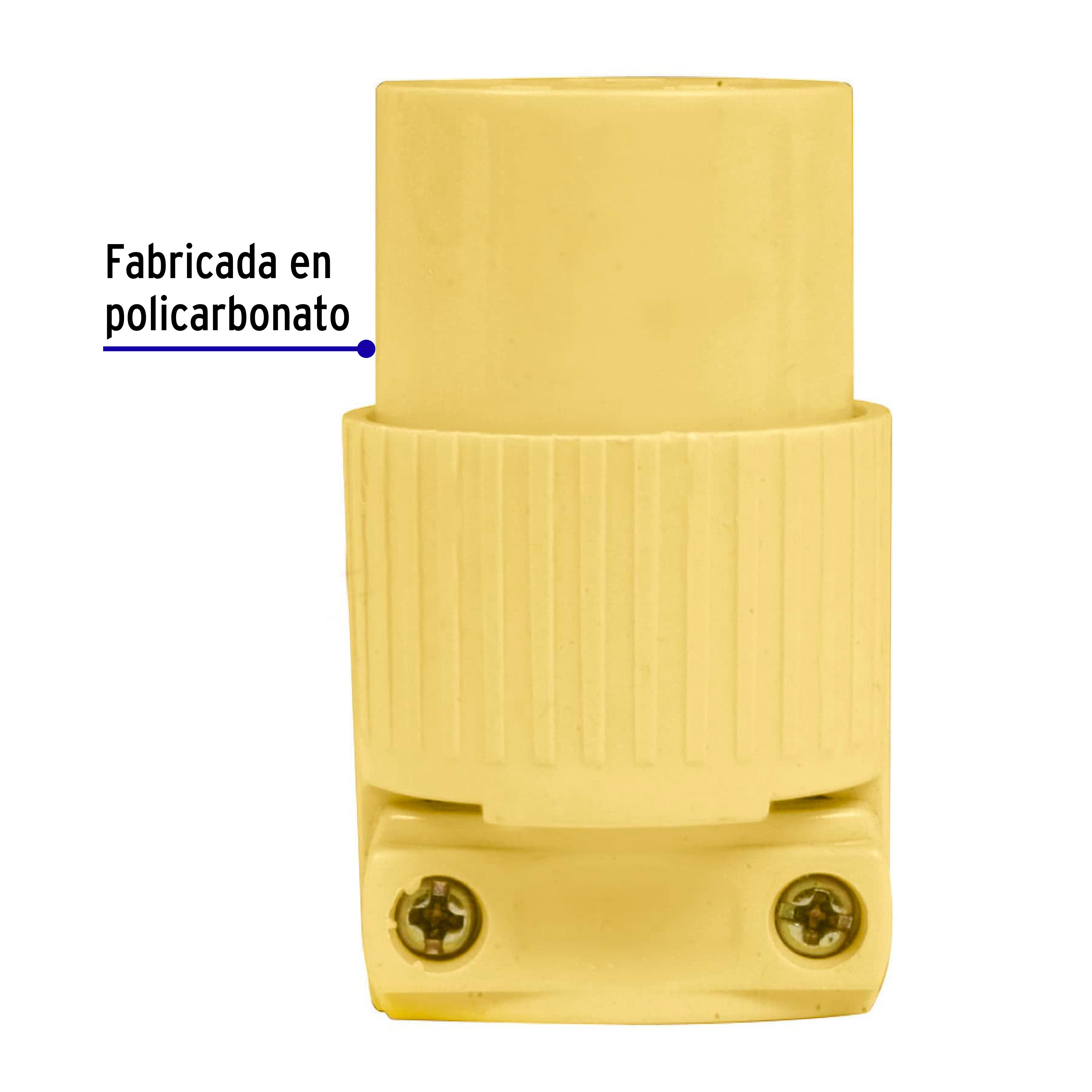 Contacto industrial plástico aterrizado, 2 polos+tierra