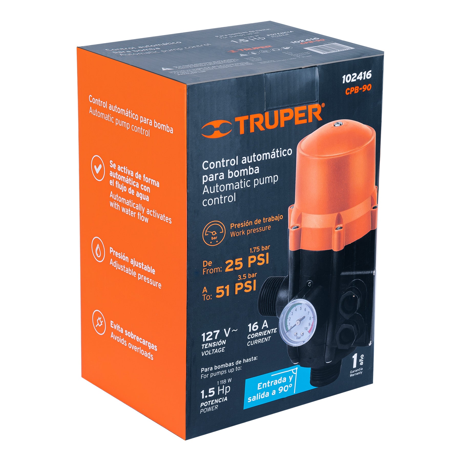 Control automático de presión de bombas para agua, 90∞