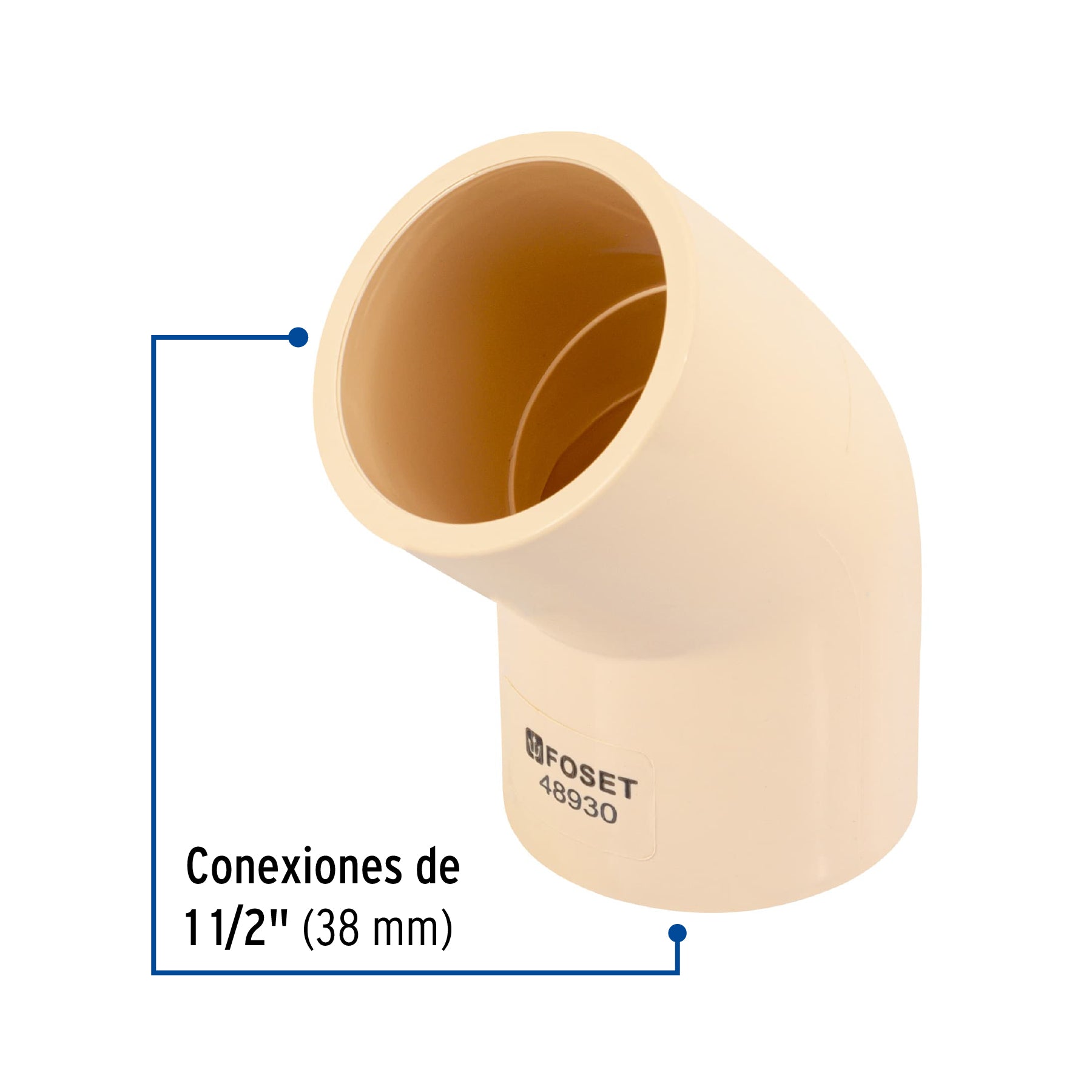 Codo 45∞ CPVC de 1-1/2", Foset