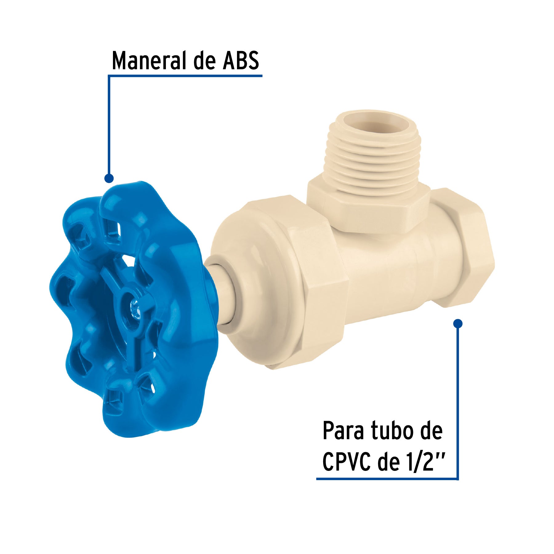 Llave angular de CPVC de 1/2" maneral volante, Foset