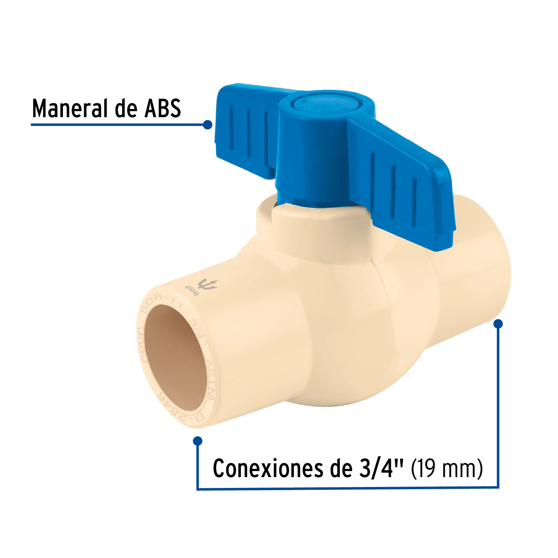 Válvula de esfera de CPVC de 3/4", Foset