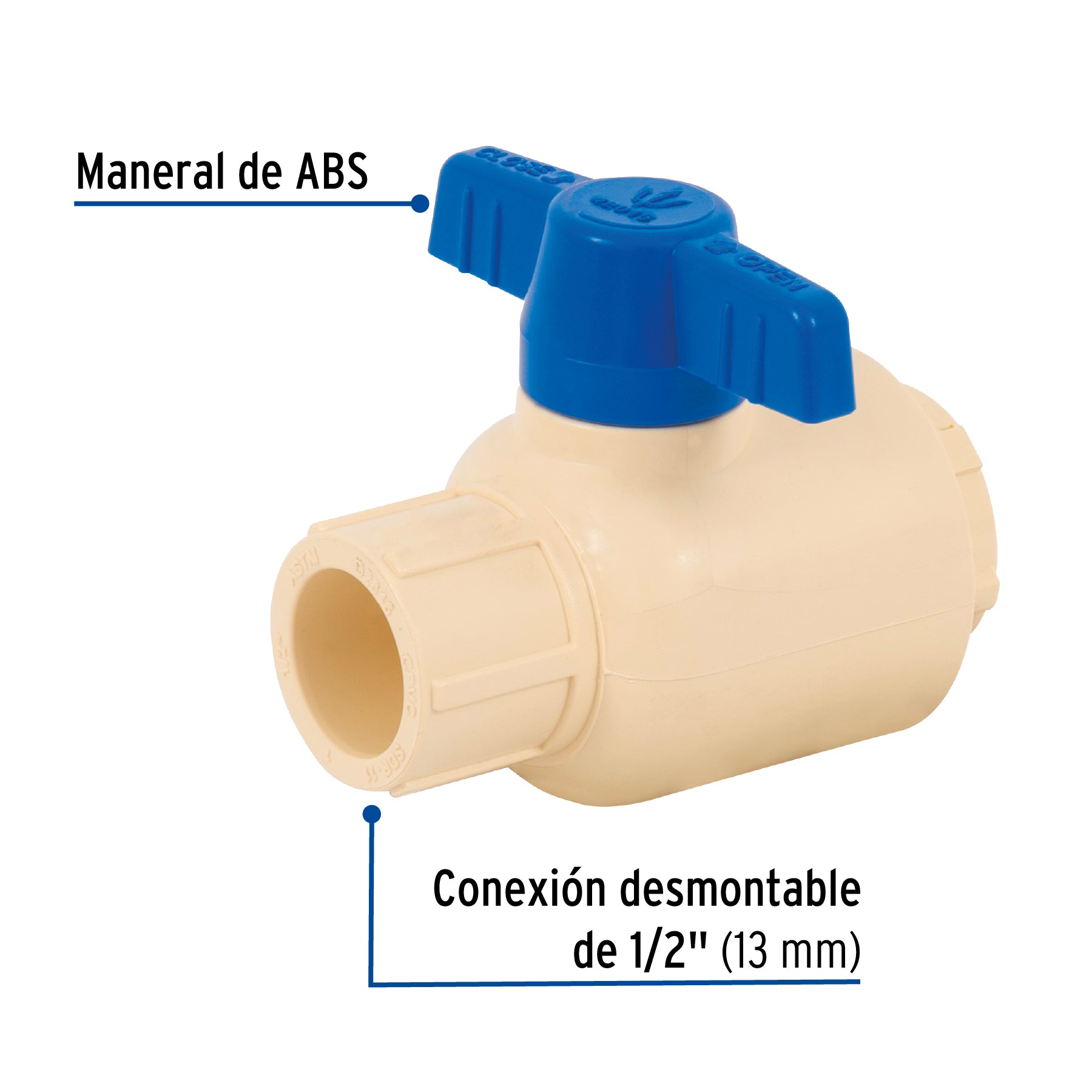 Válvula de esfera desmontable de CPVC de 1/2", Foset