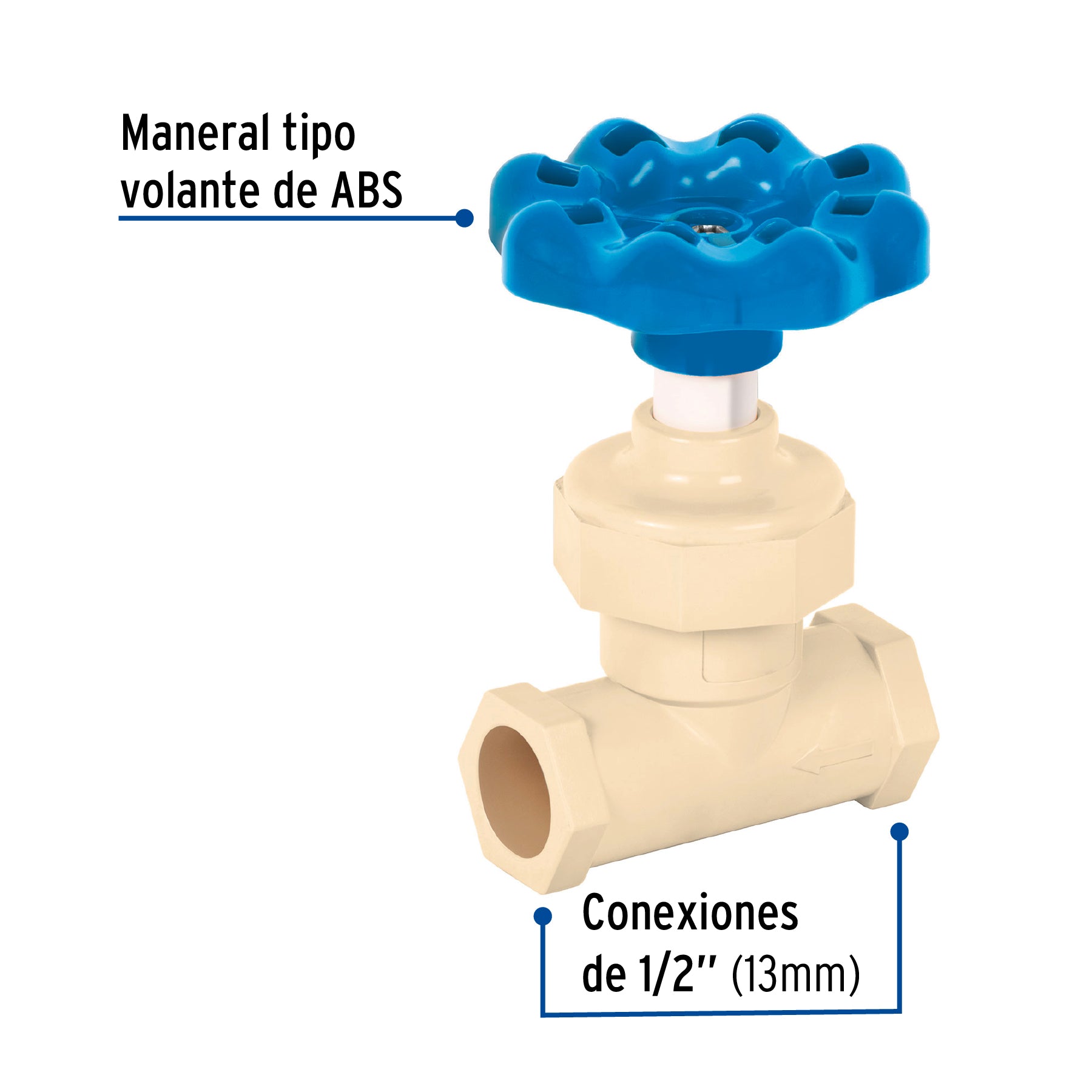 Válvula globo de CPVC de 1/2" maneral volante, Foset