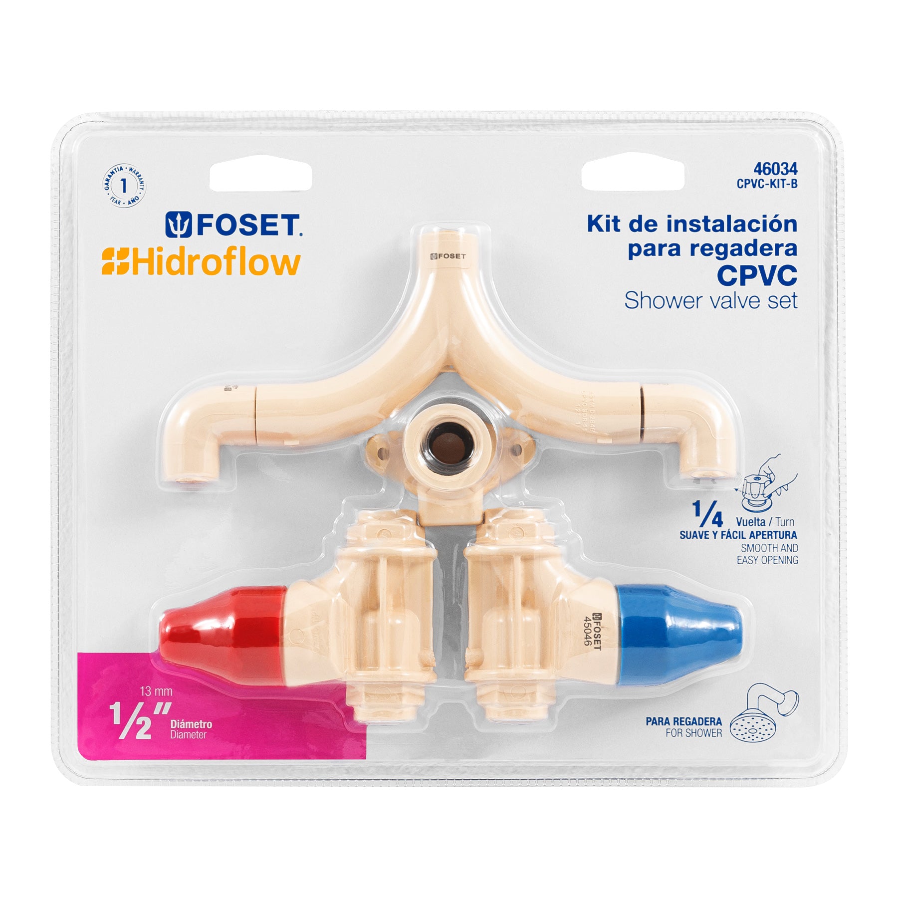 KIT de instalación CPVC para regadera, sin manerales, Foset
