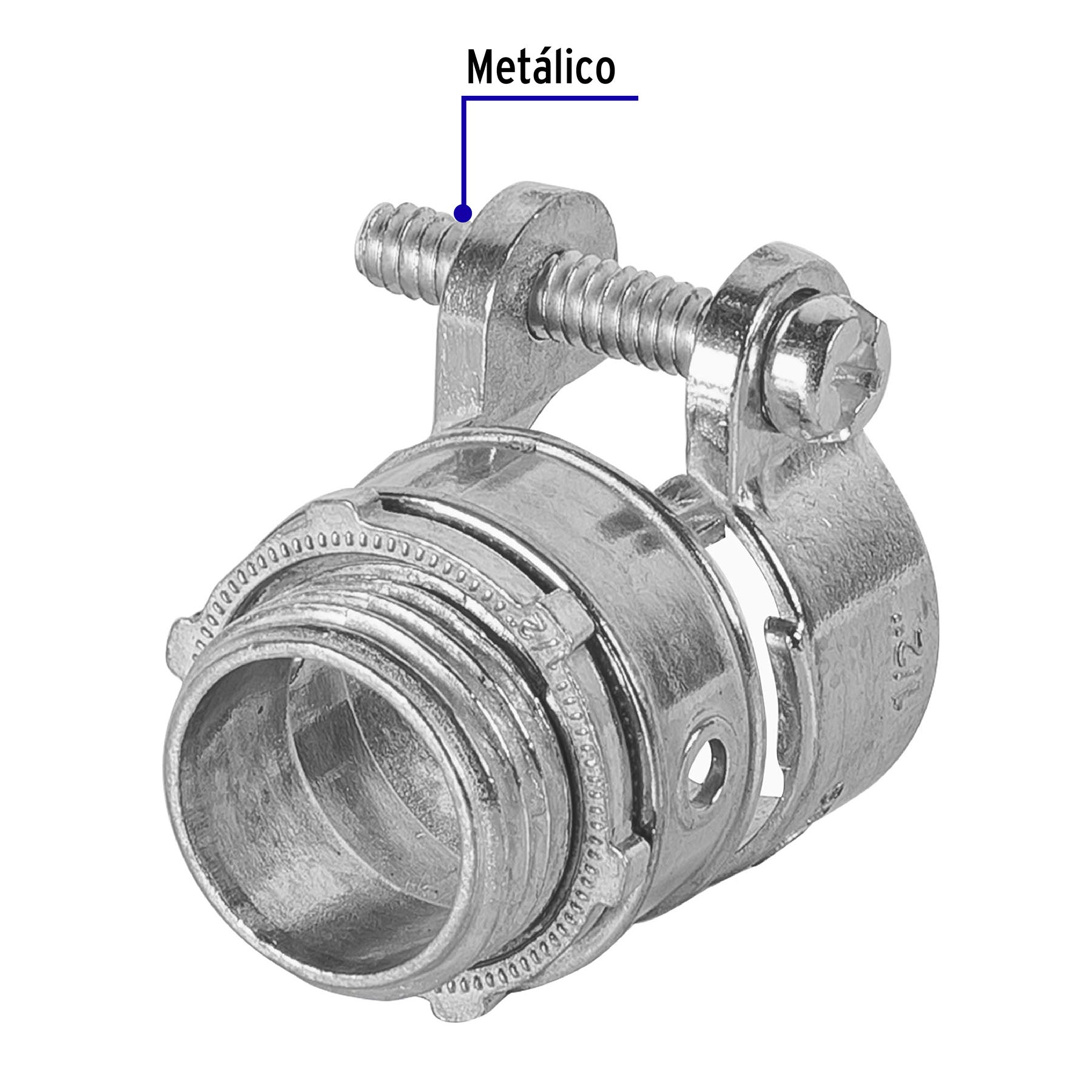 Conector recto 1/2" para tubo flexible metálico, Volteck