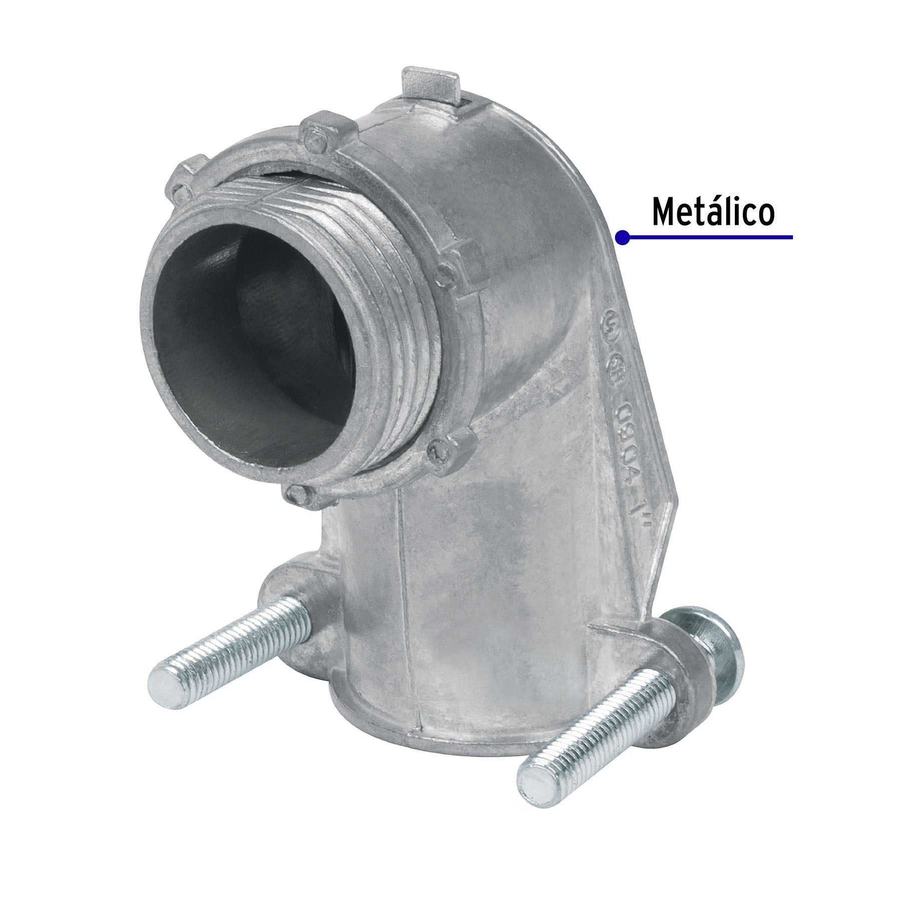 Conector curvo 1" para tubo flexible metálico, Volteck