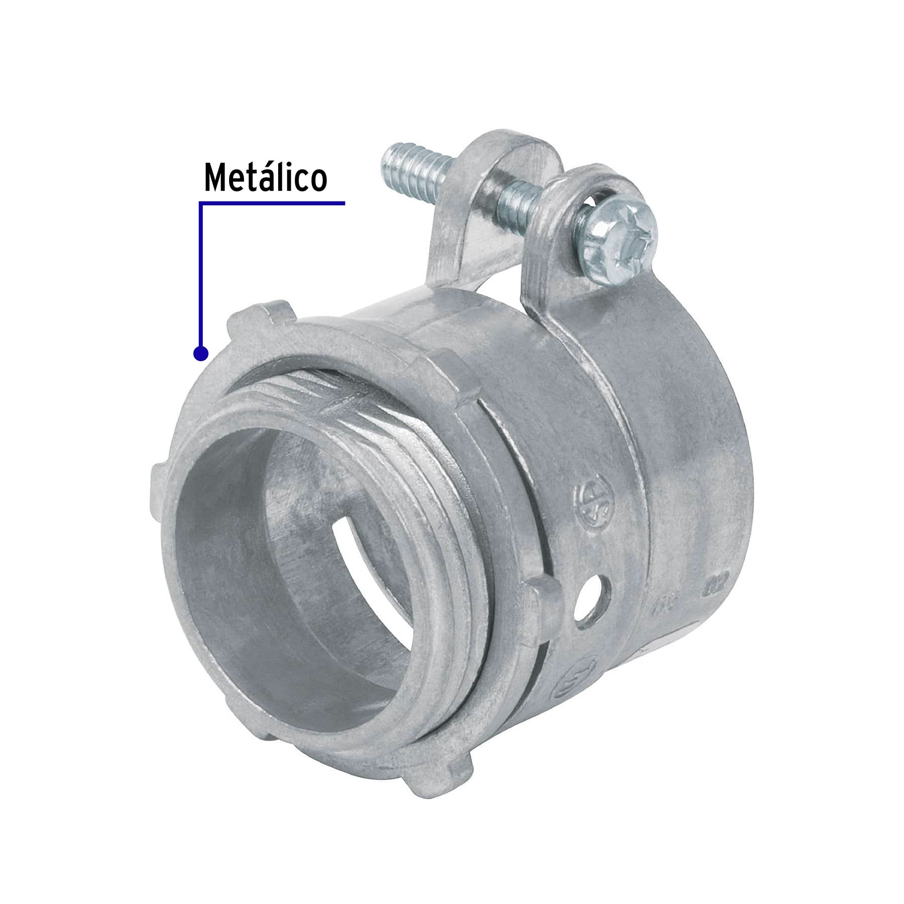 Conector recto 1" para tubo flexible metálico, Volteck