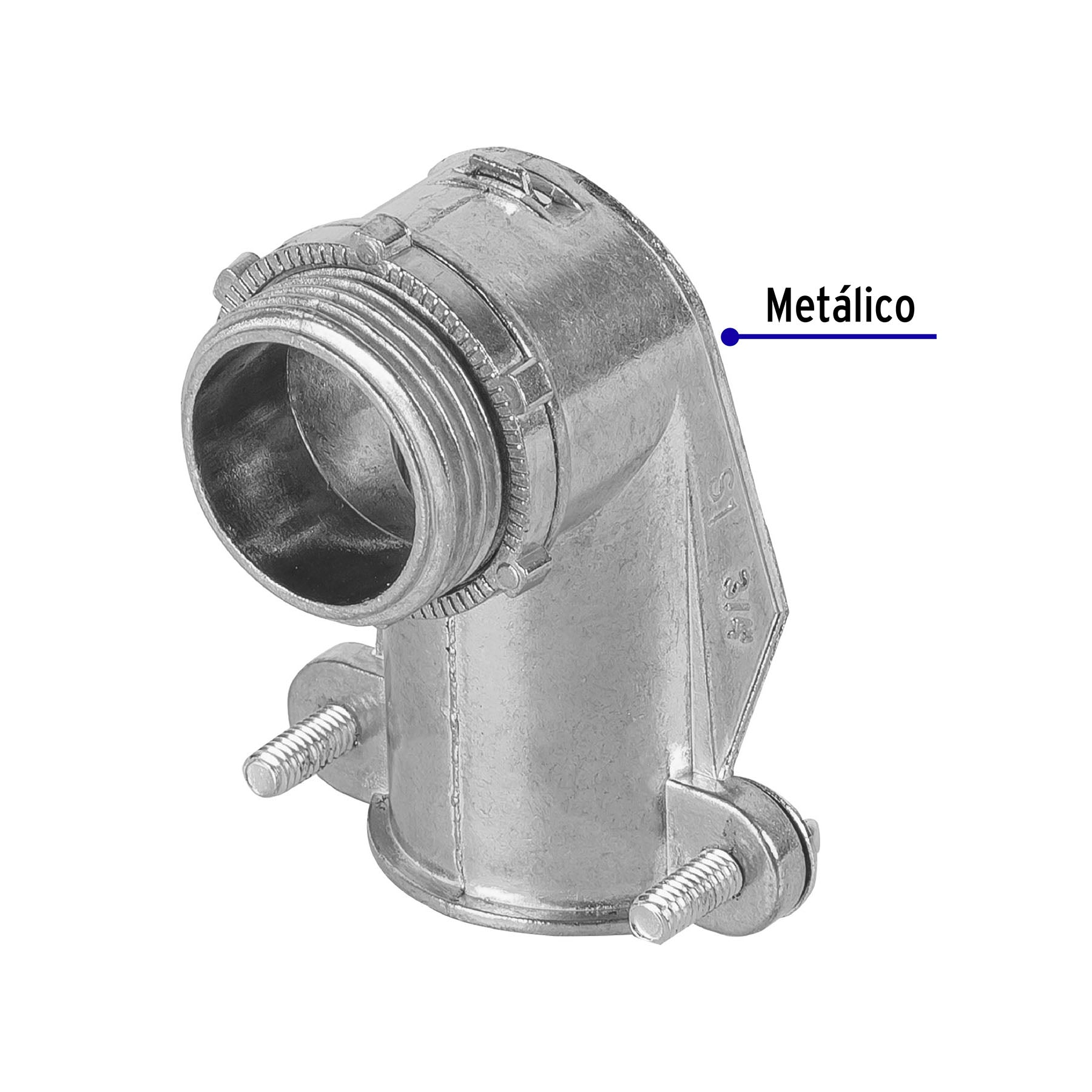 Conector curvo 3/4" para tubo flexible metálico, Volteck