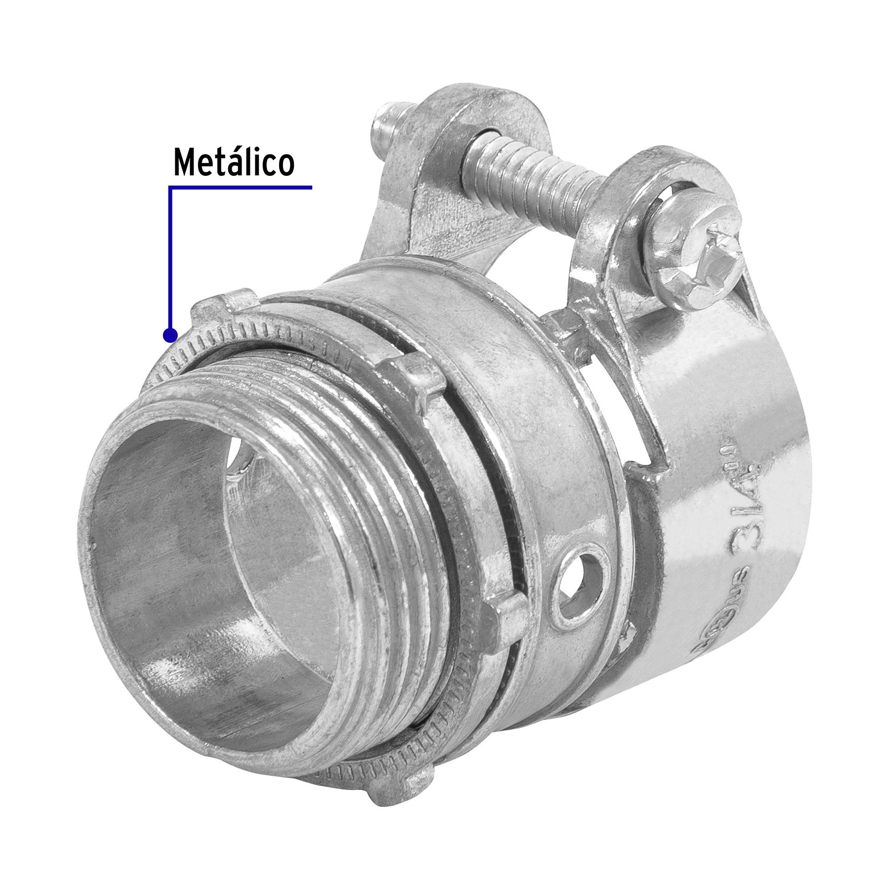 Conector recto 3/4" para tubo flexible metálico, Volteck