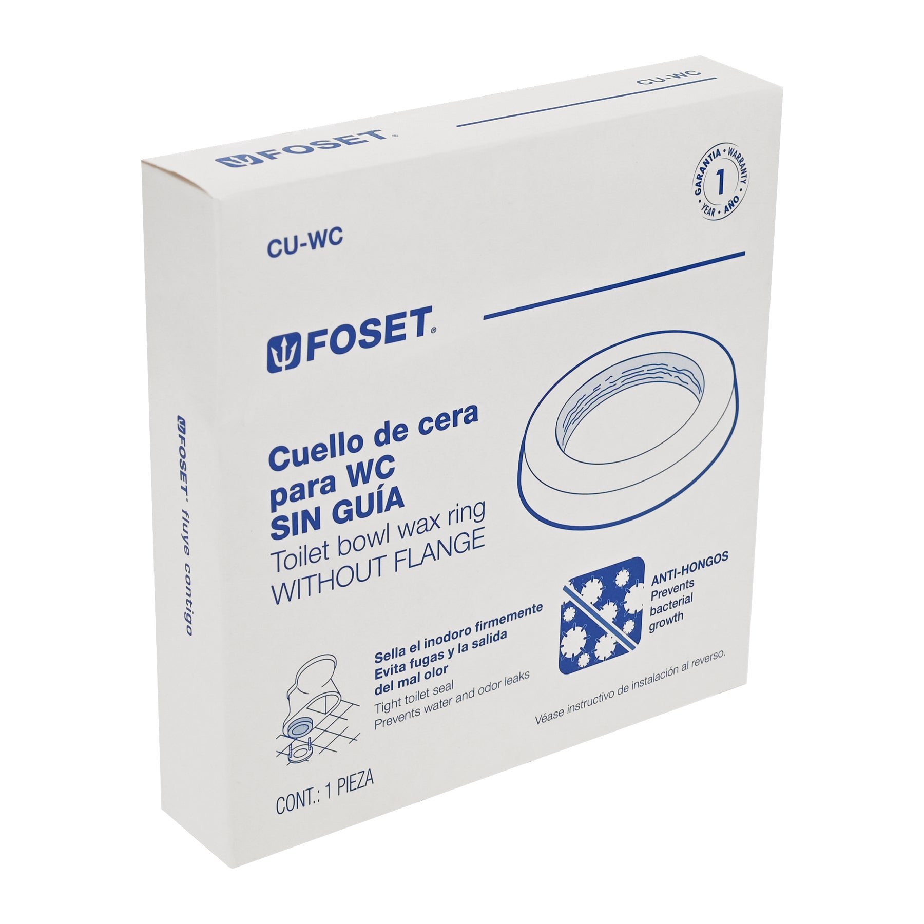 Cuello de cera sin guía para WC, 150 g, Foset