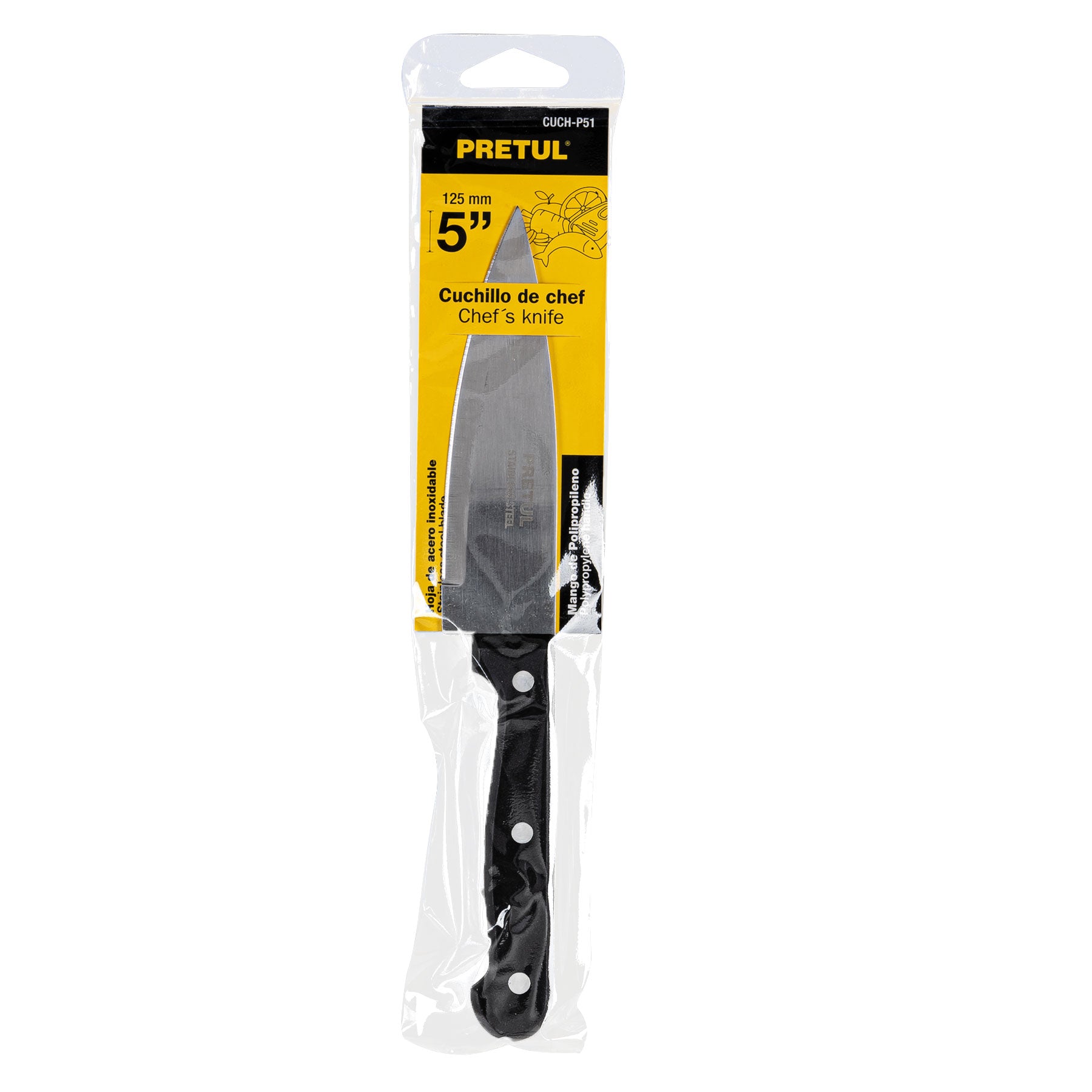 Cuchillo de chef 5" mango de polipropileno, Pretul