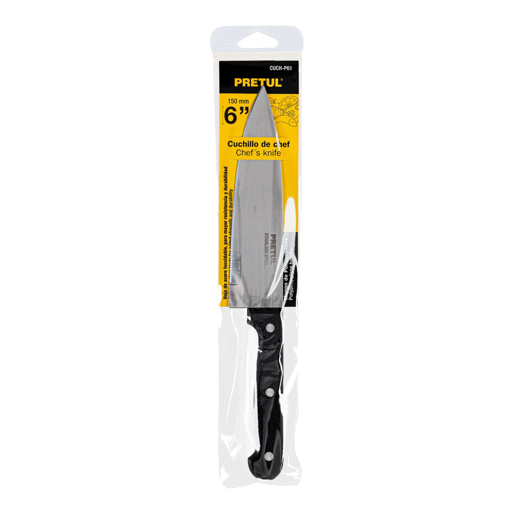 Cuchillo de chef 6" mango de polipropileno, Pretul