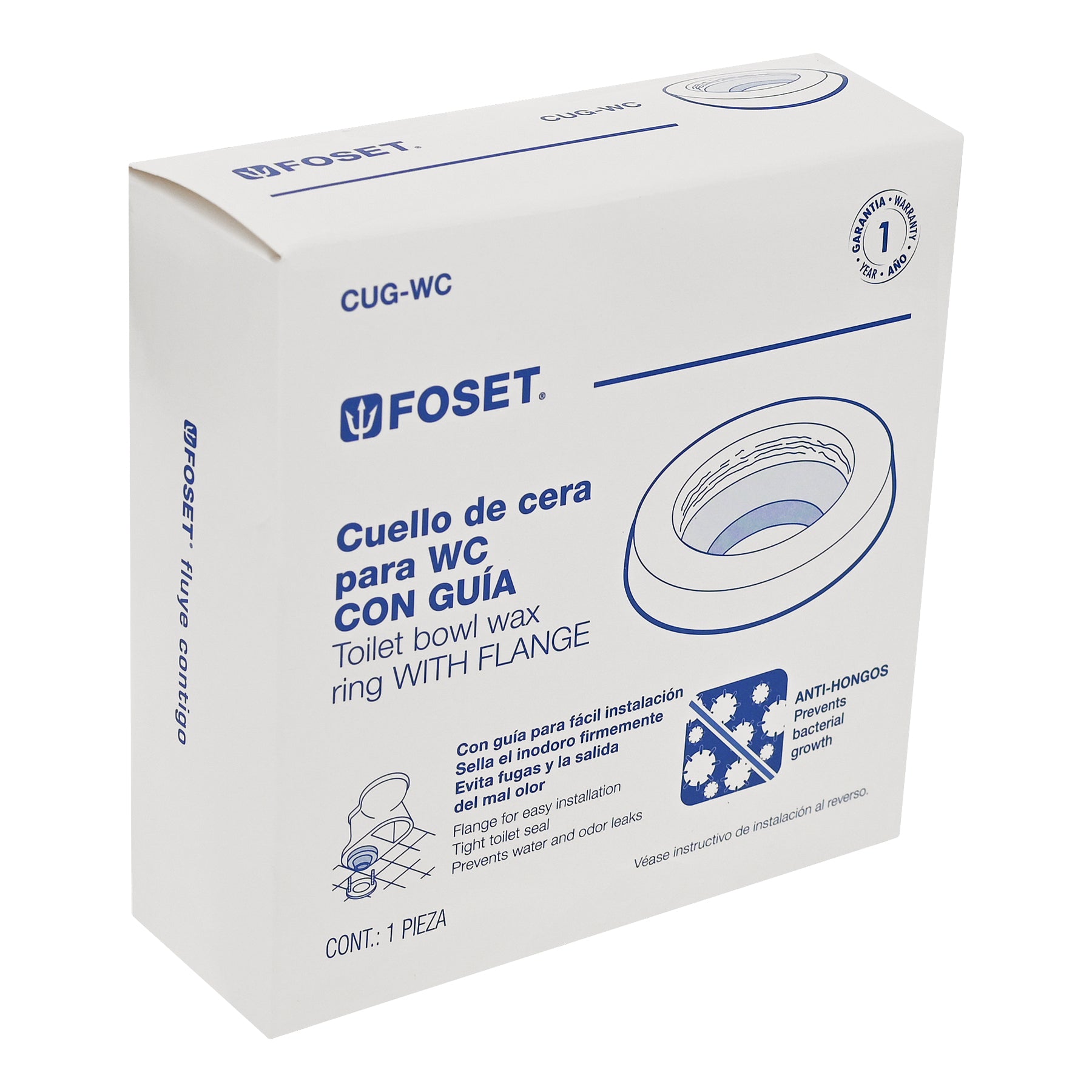 Cuello de cera con guía para WC, 170 g, Foset