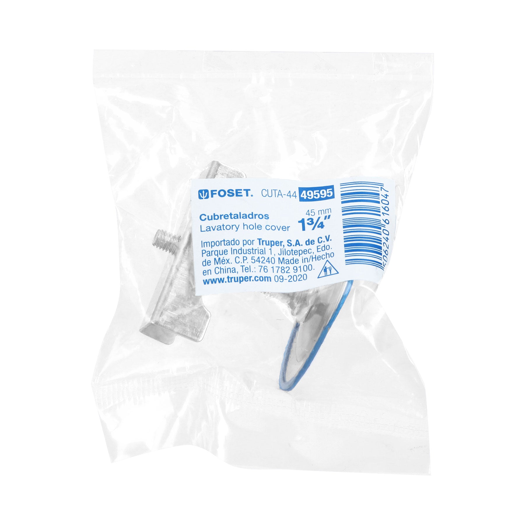 Cubretaladro de acero inoxidable 1-3/4" cromo, Foset