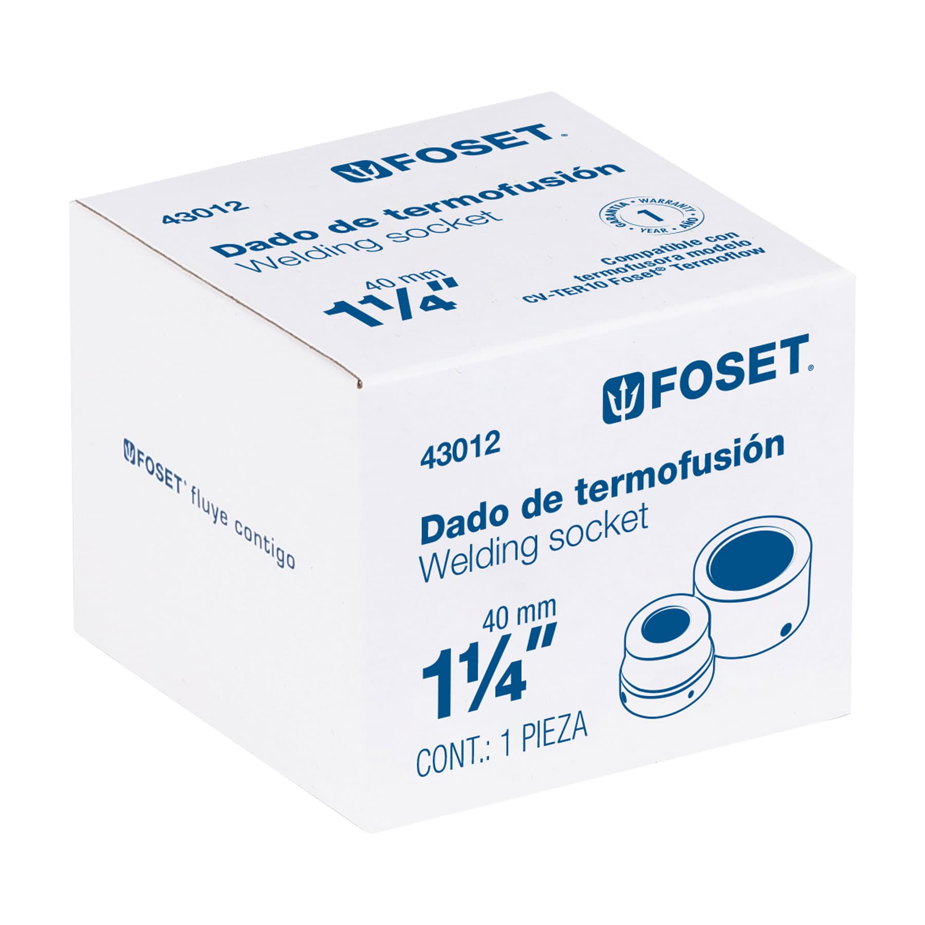 Dado para termofusora de 1-1/4" (40 mm), Foset